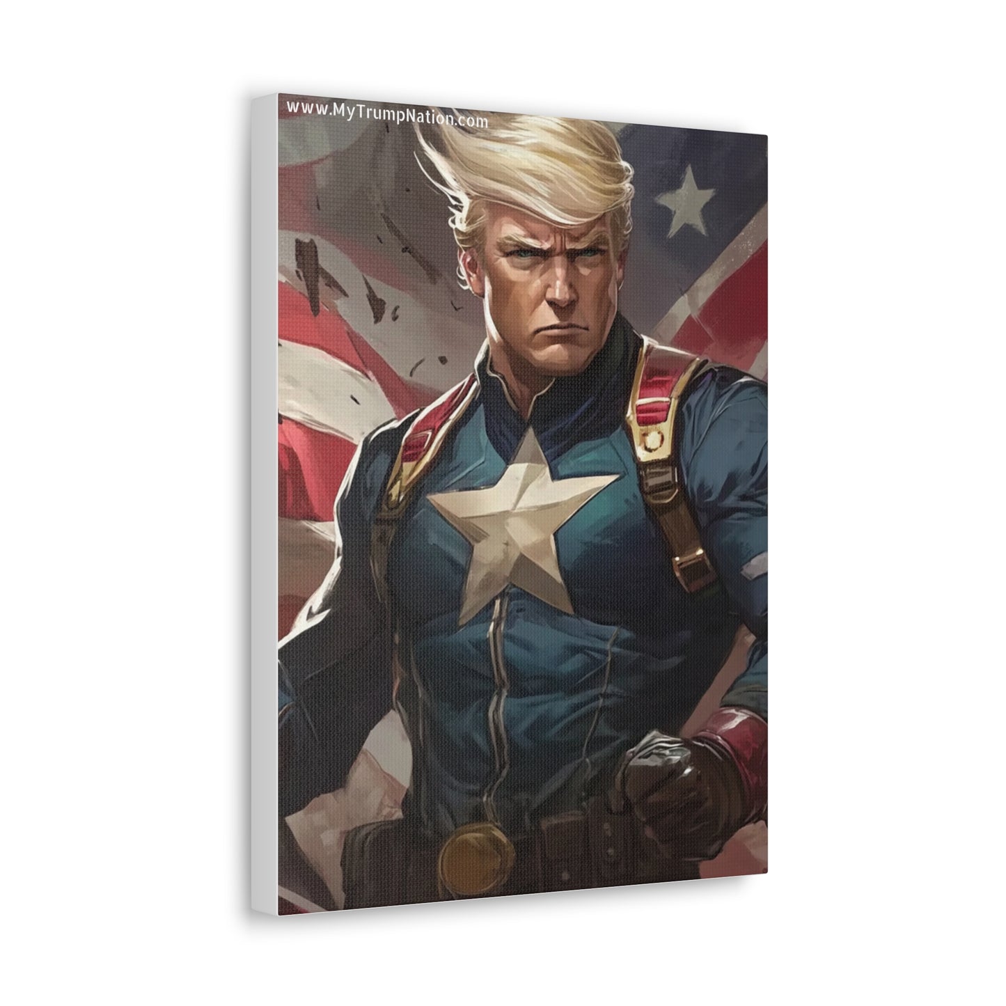 Donald Trump Patriotic Superhero Canvas Art