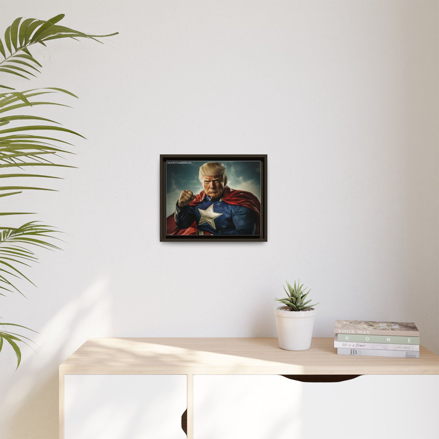 Donald Trump Patriotic Superhero Framed Canvas