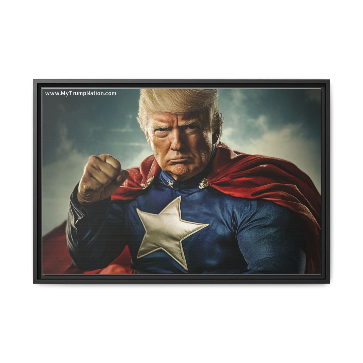 Donald Trump Patriotic Superhero Framed Canvas