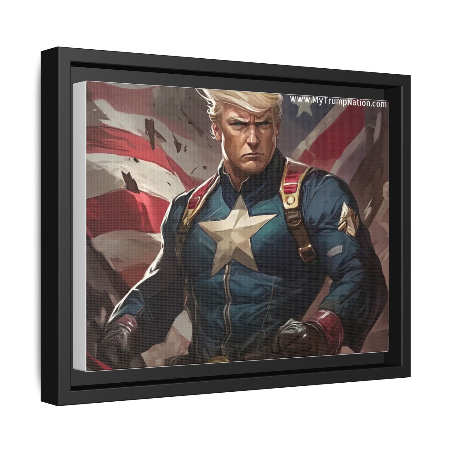 Donald Trump Patriotic Superhero Framed Canvas