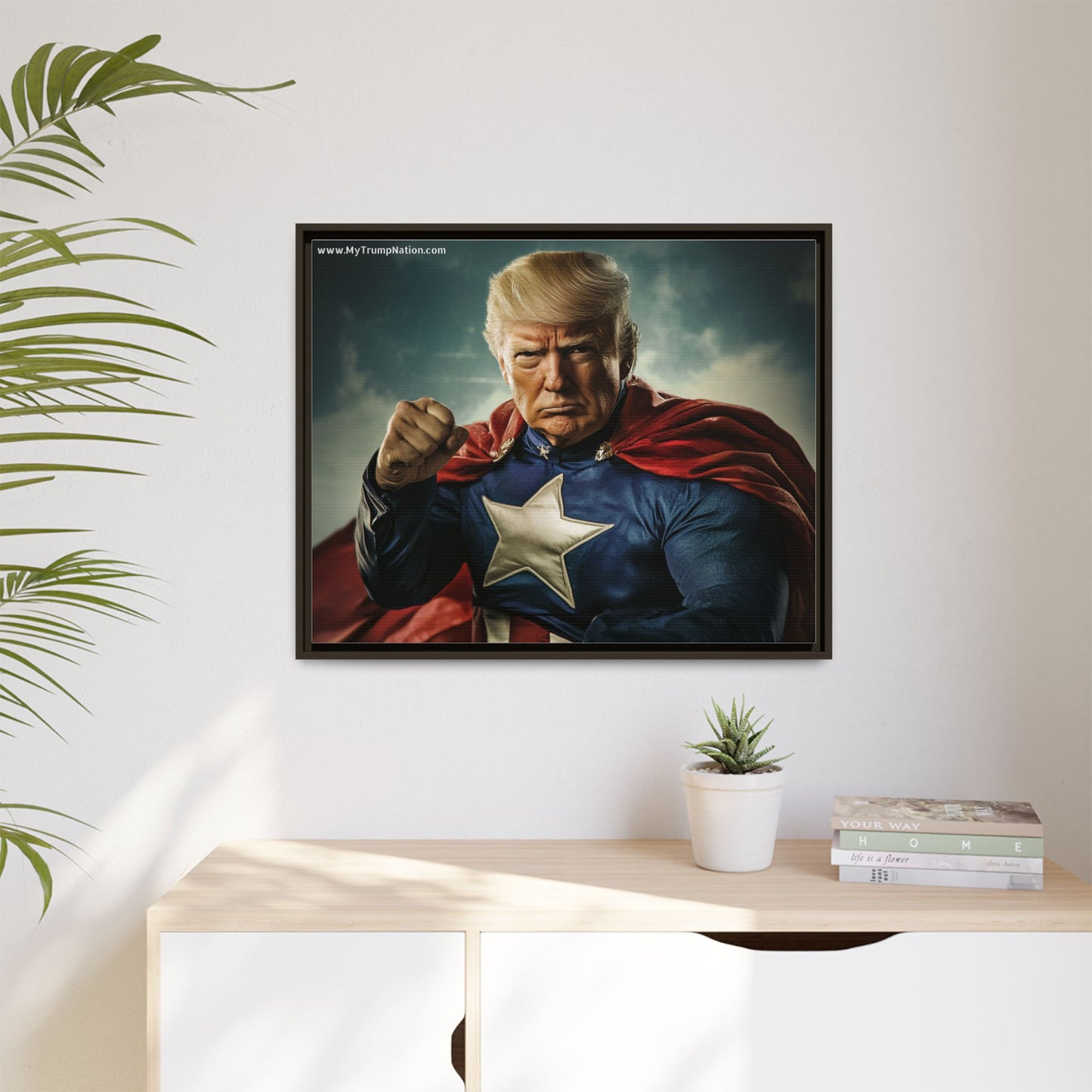Donald Trump Patriotic Superhero Framed Canvas