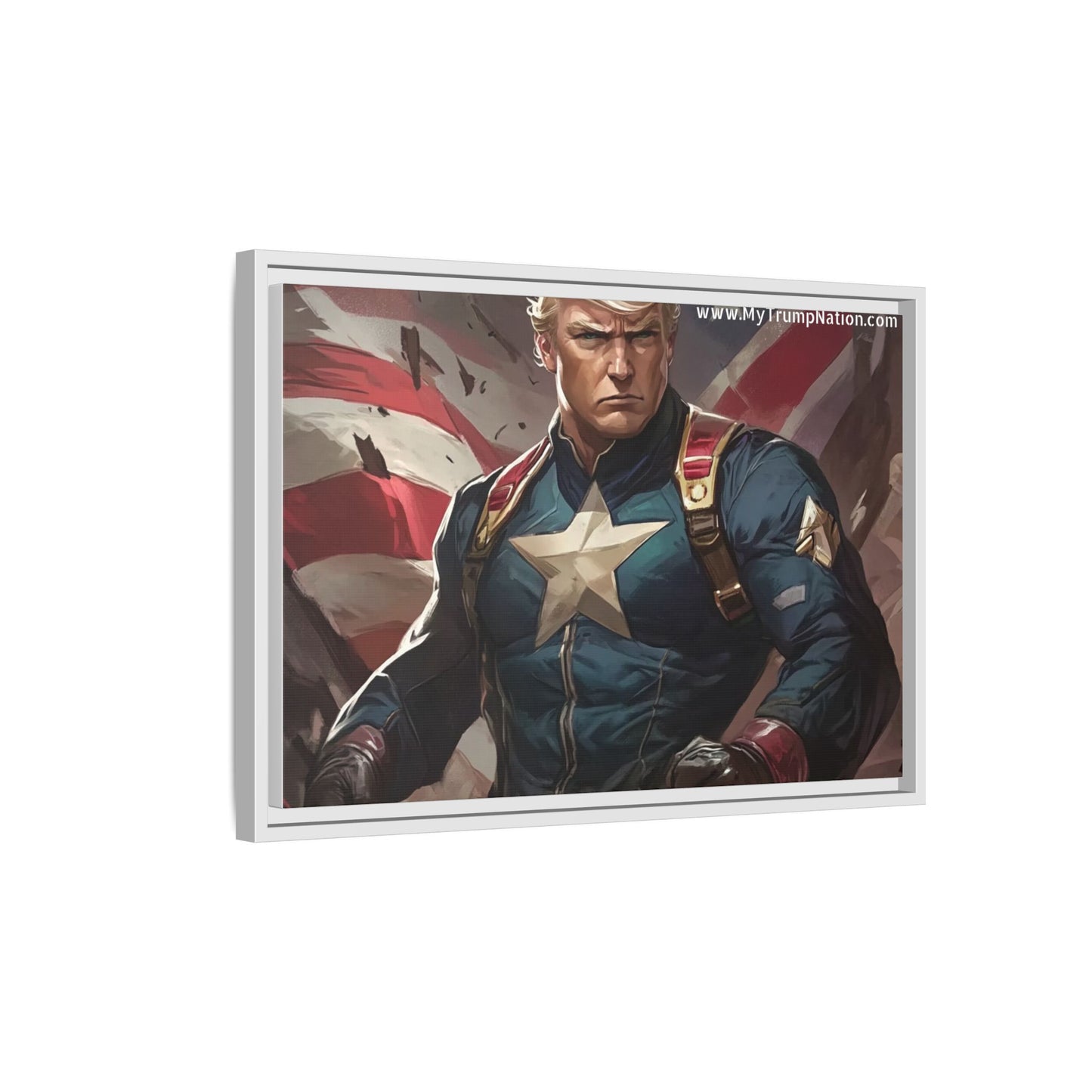Donald Trump Patriotic Superhero Framed Canvas
