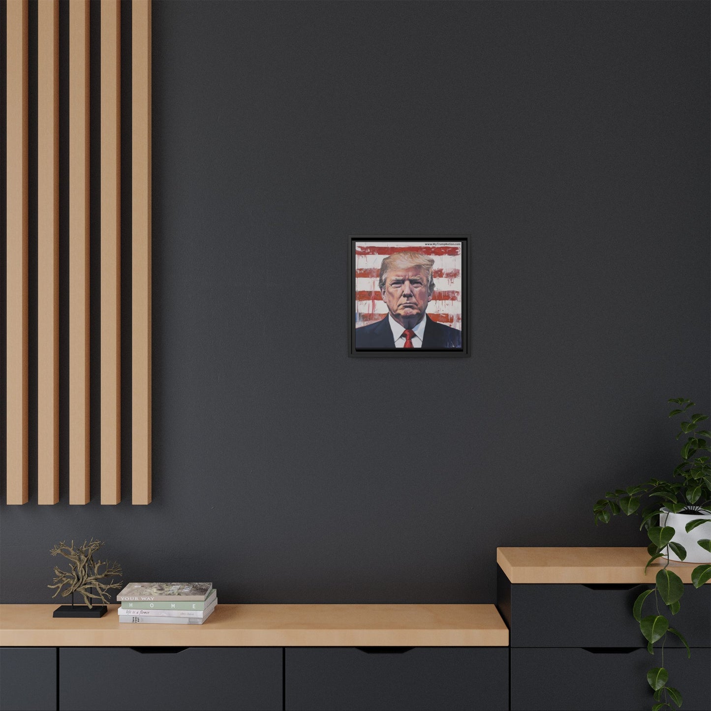 Patriotic Framed Canvas Art - Donald Trump Portrait