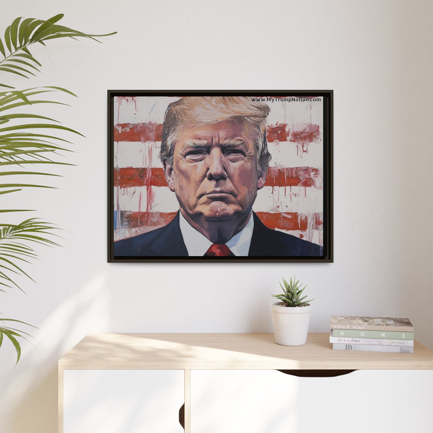 Patriotic Framed Canvas Art - Donald Trump Portrait