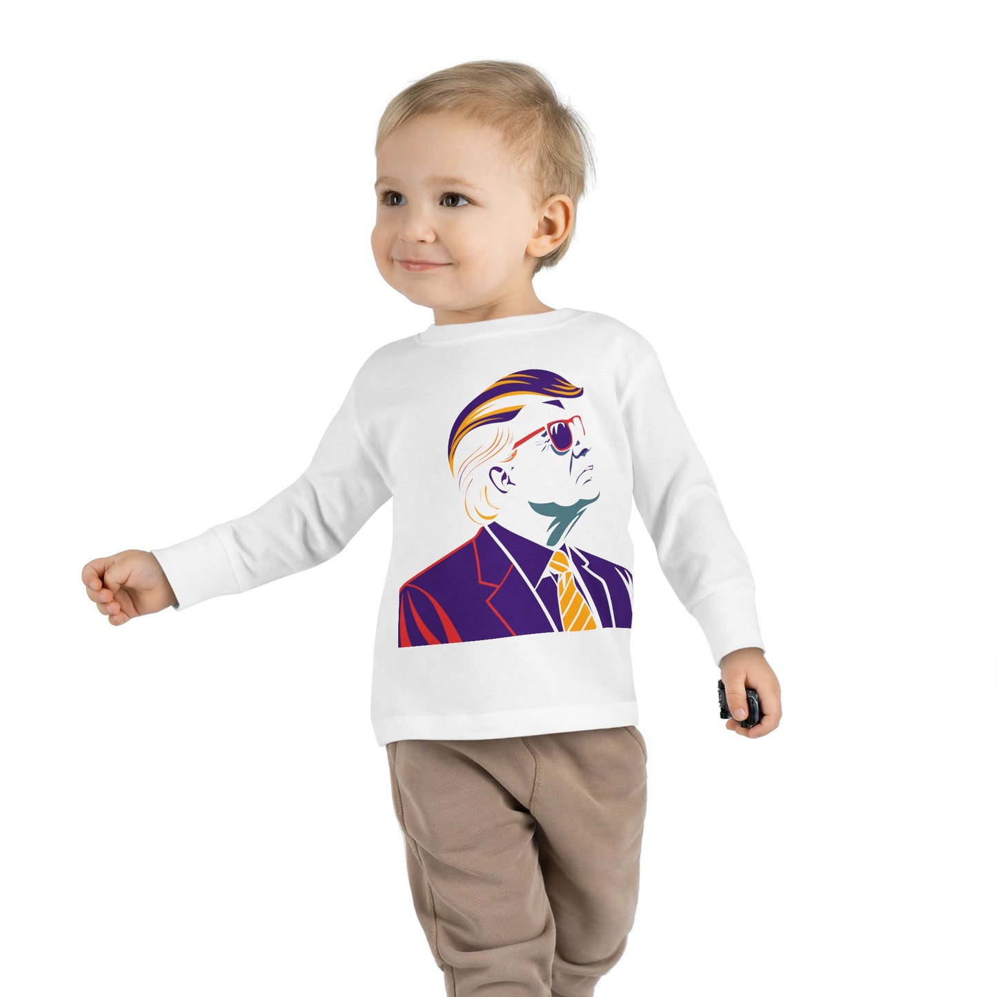 Toddler Long Sleeve Tee - Cool Political Kids Shirt with Sunglasses Design