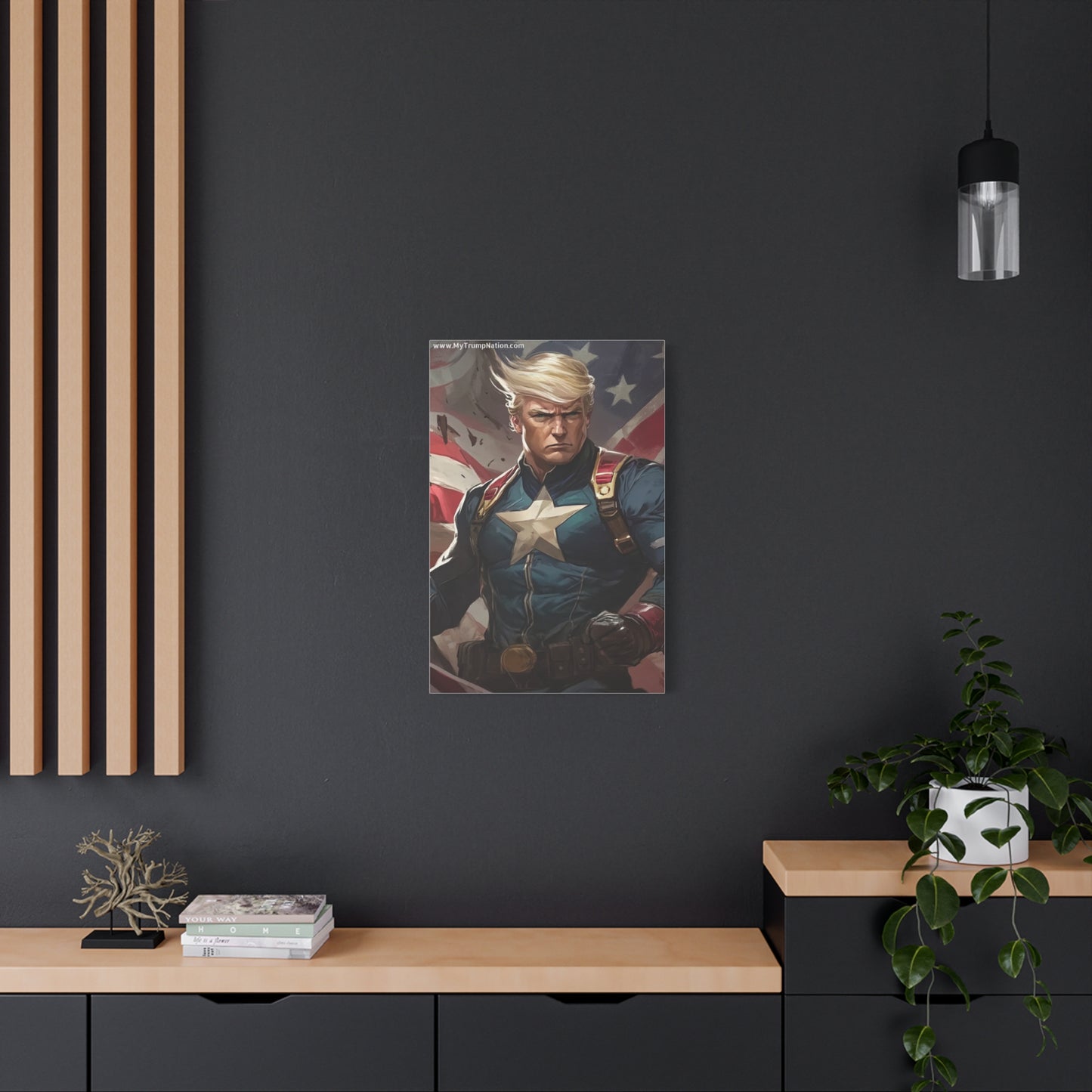 Donald Trump Patriotic Superhero Canvas Art