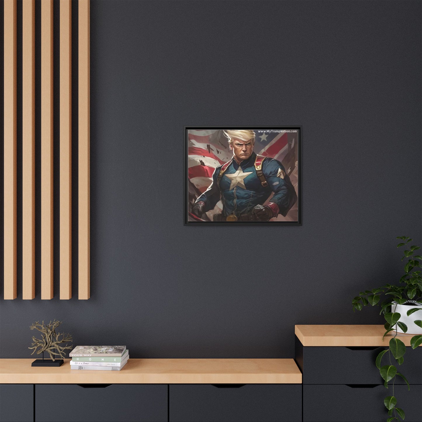 Donald Trump Patriotic Superhero Framed Canvas