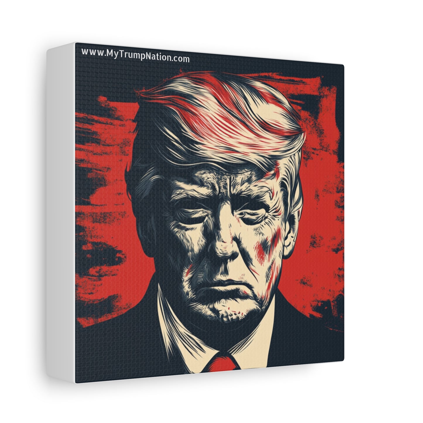 Political Wall Art: Stretched Matte Canvas Featuring Bold Trump Portrait