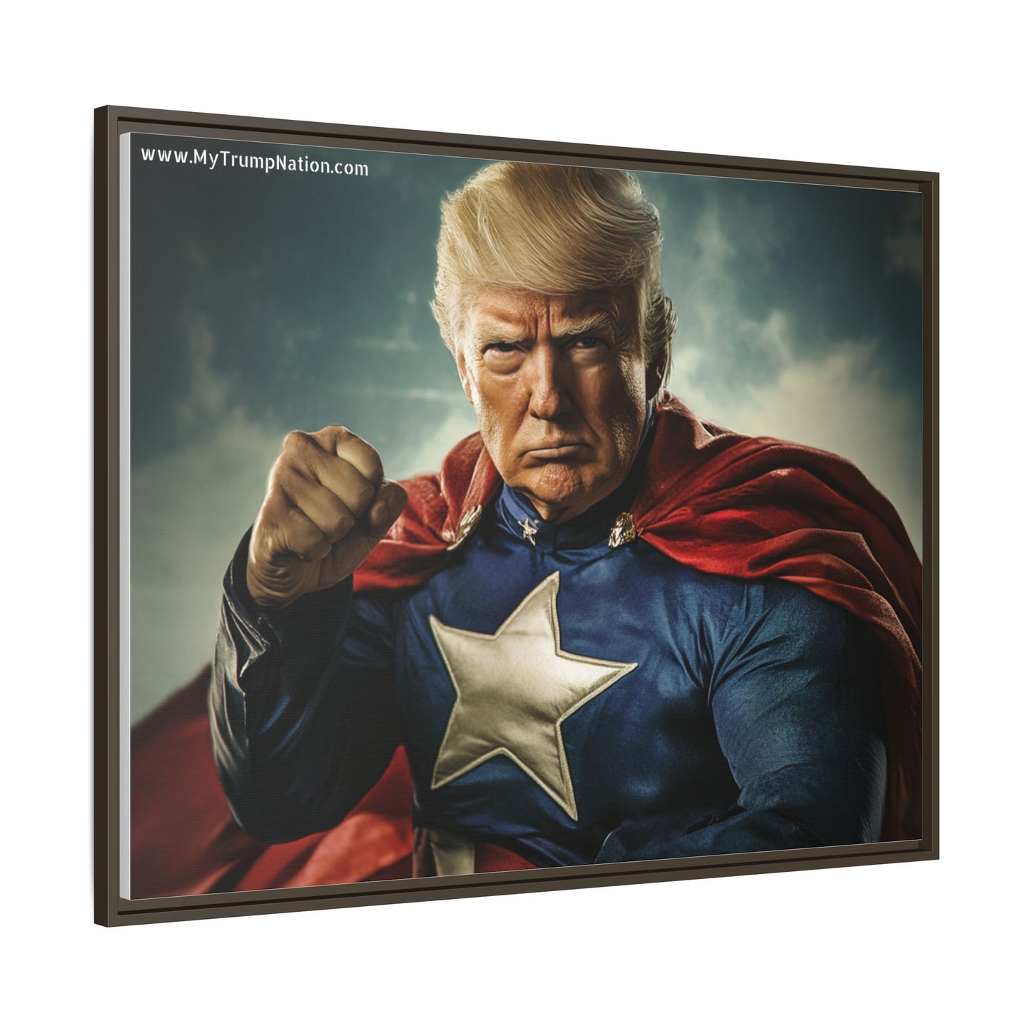 Donald Trump Patriotic Superhero Framed Canvas