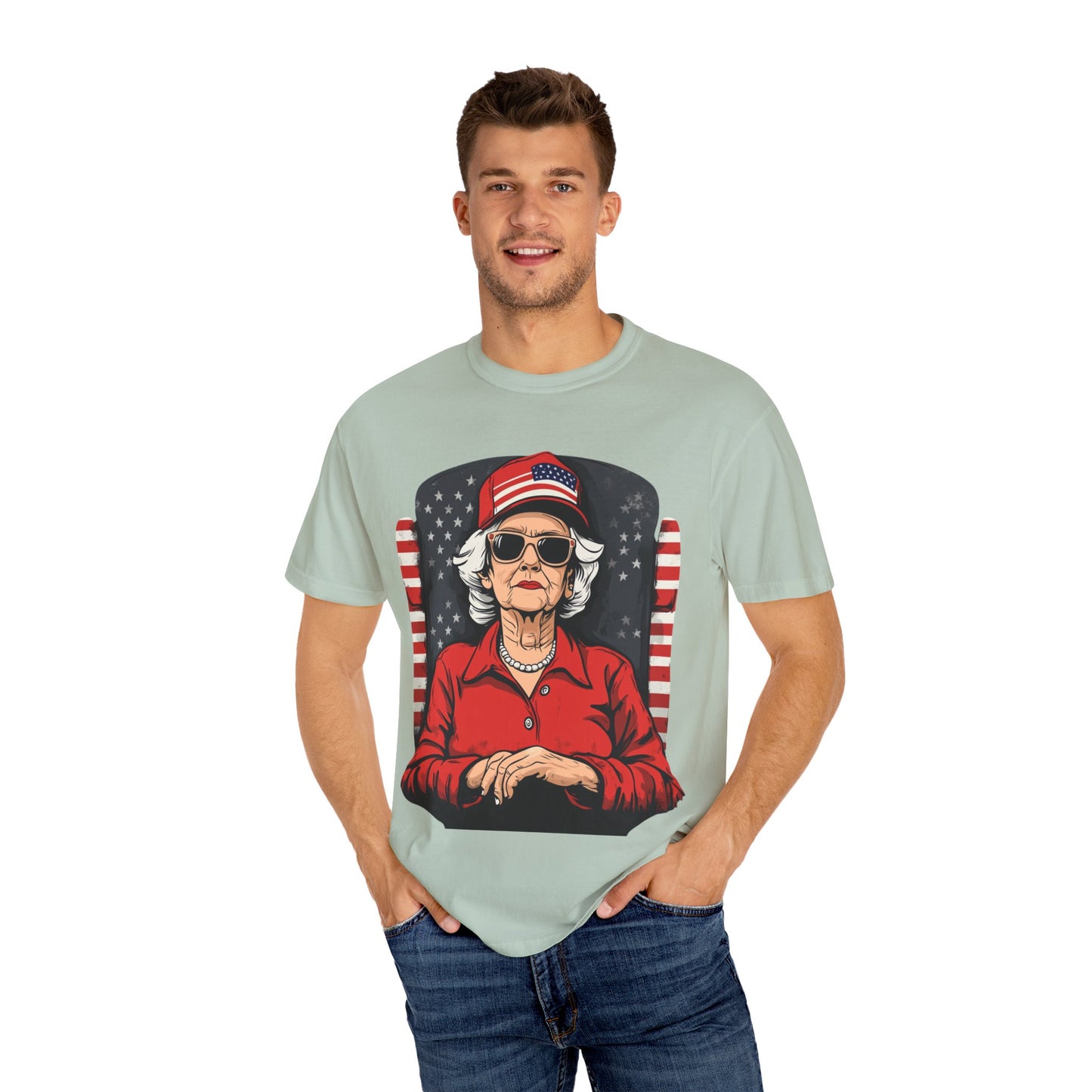 Patriotic Grandma T-Shirt - Unisex Garment-Dyed Tee for Independence Day