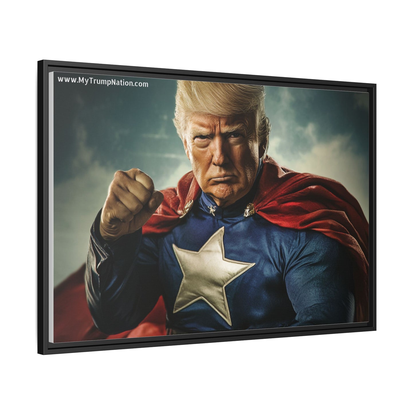Donald Trump Patriotic Superhero Framed Canvas
