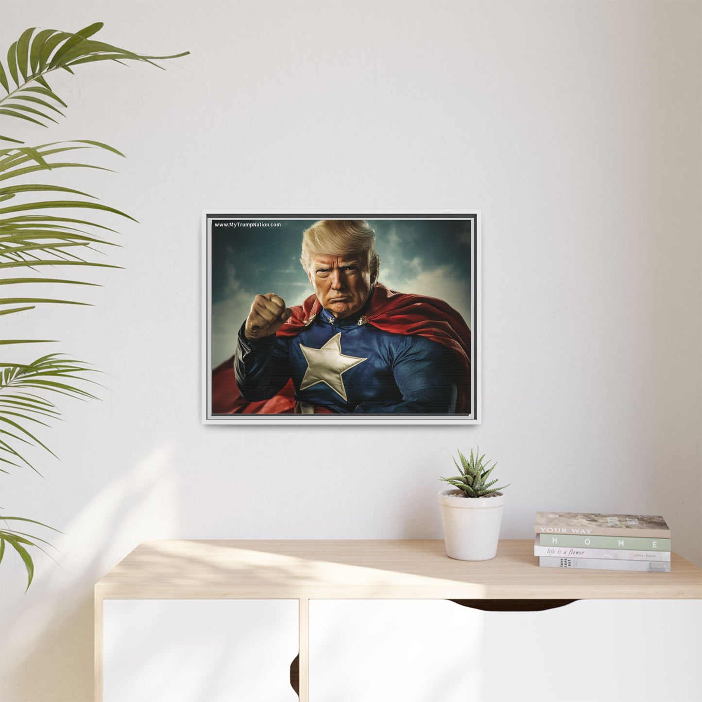 Donald Trump Patriotic Superhero Framed Canvas