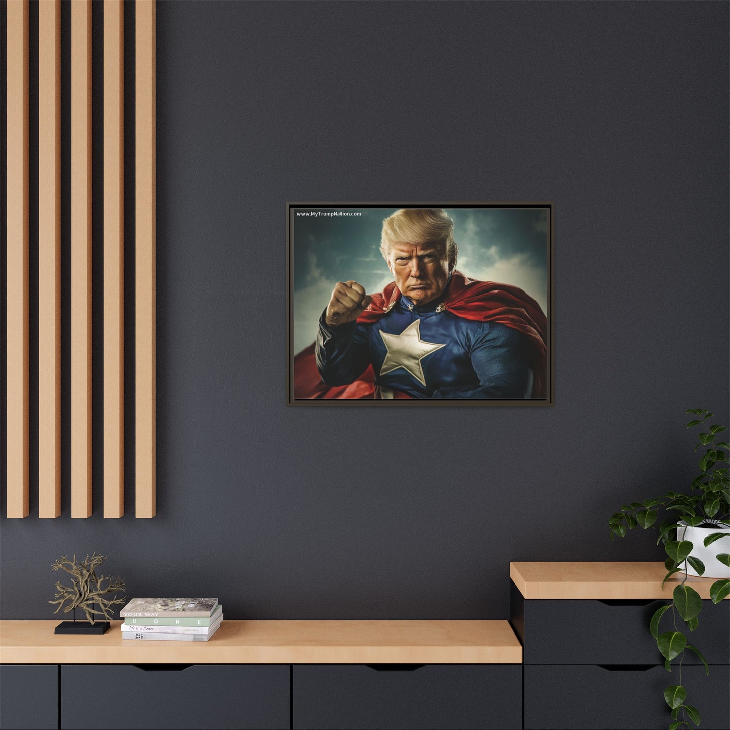 Donald Trump Patriotic Superhero Framed Canvas