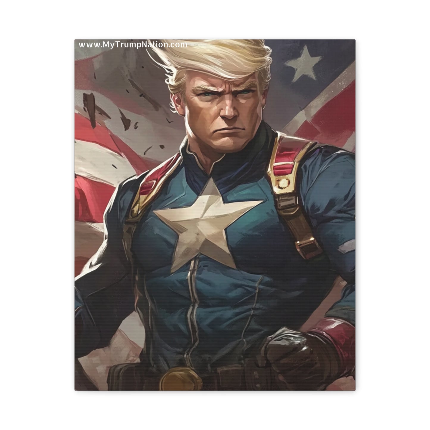 Donald Trump Patriotic Superhero Canvas Art