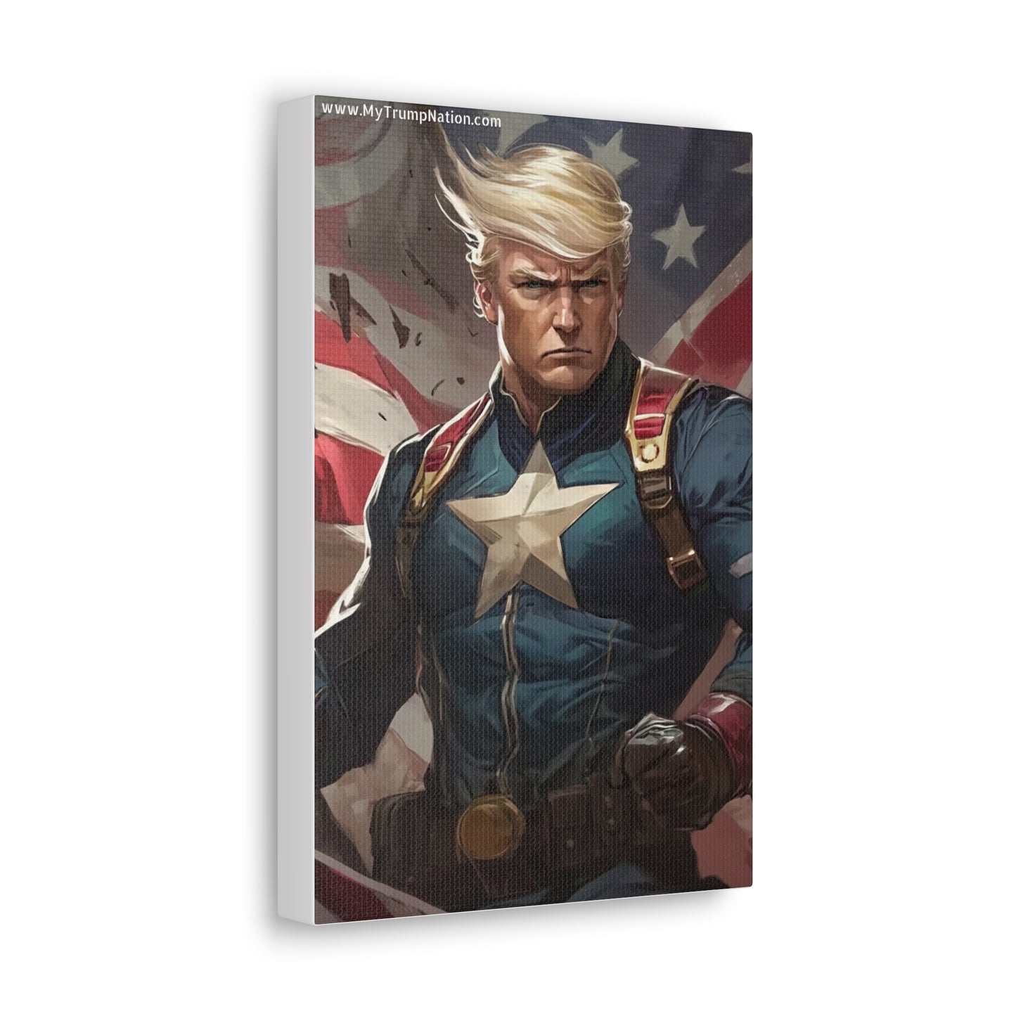 Donald Trump Patriotic Superhero Canvas Art