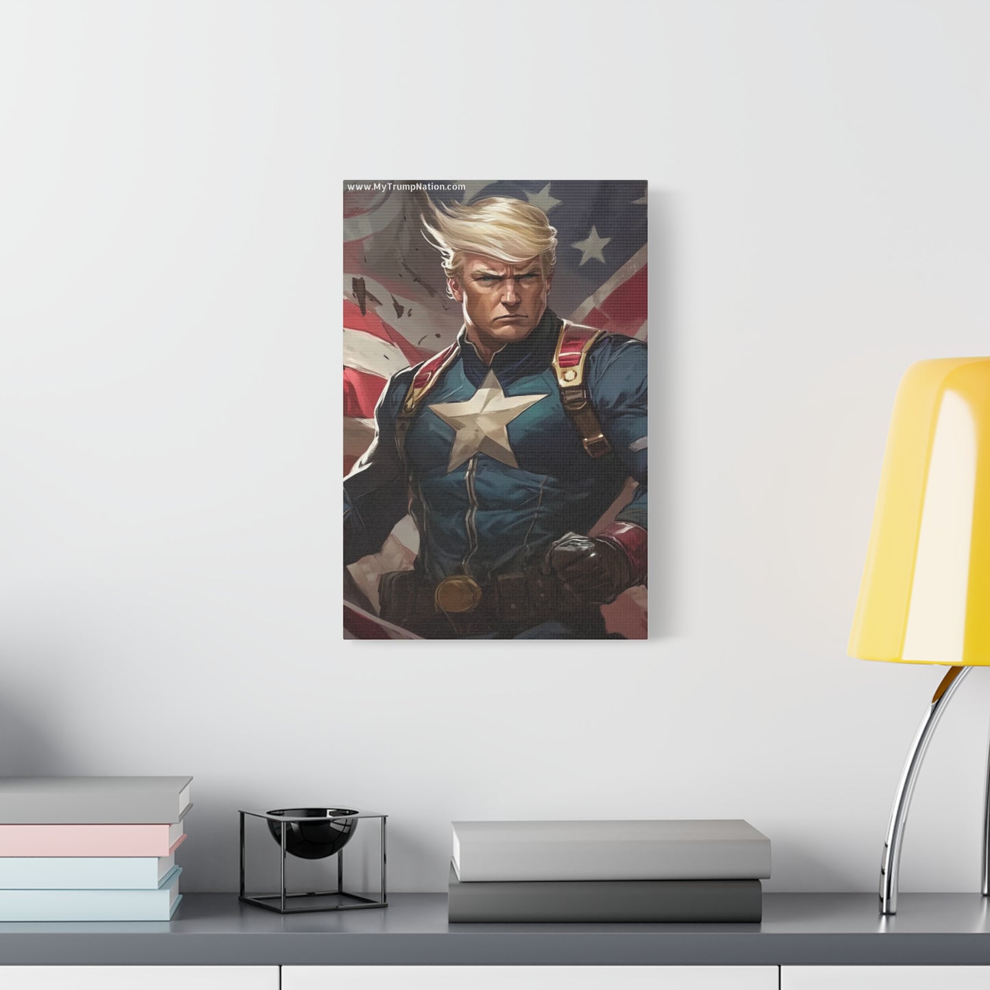 Donald Trump Patriotic Superhero Canvas Art