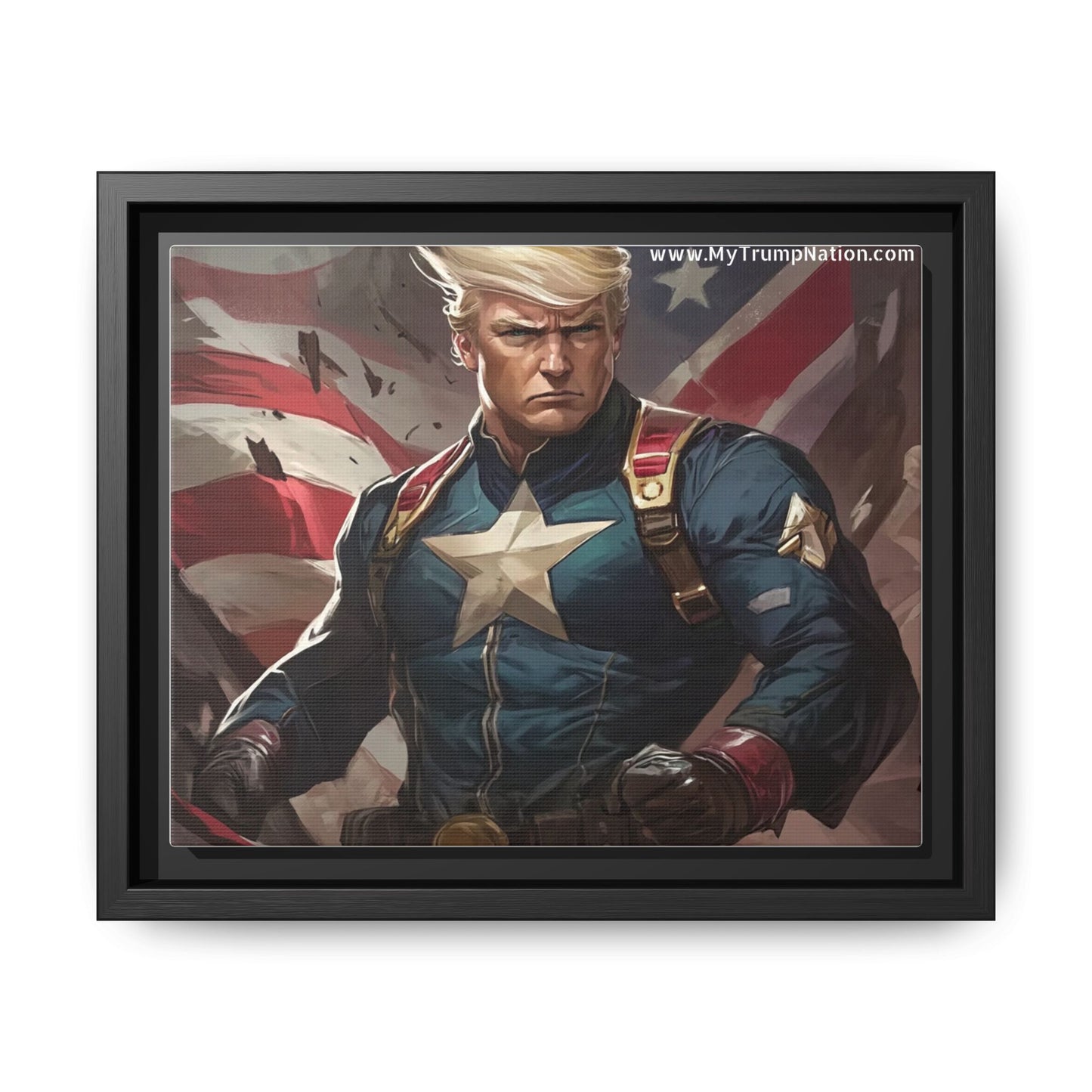 Donald Trump Patriotic Superhero Framed Canvas