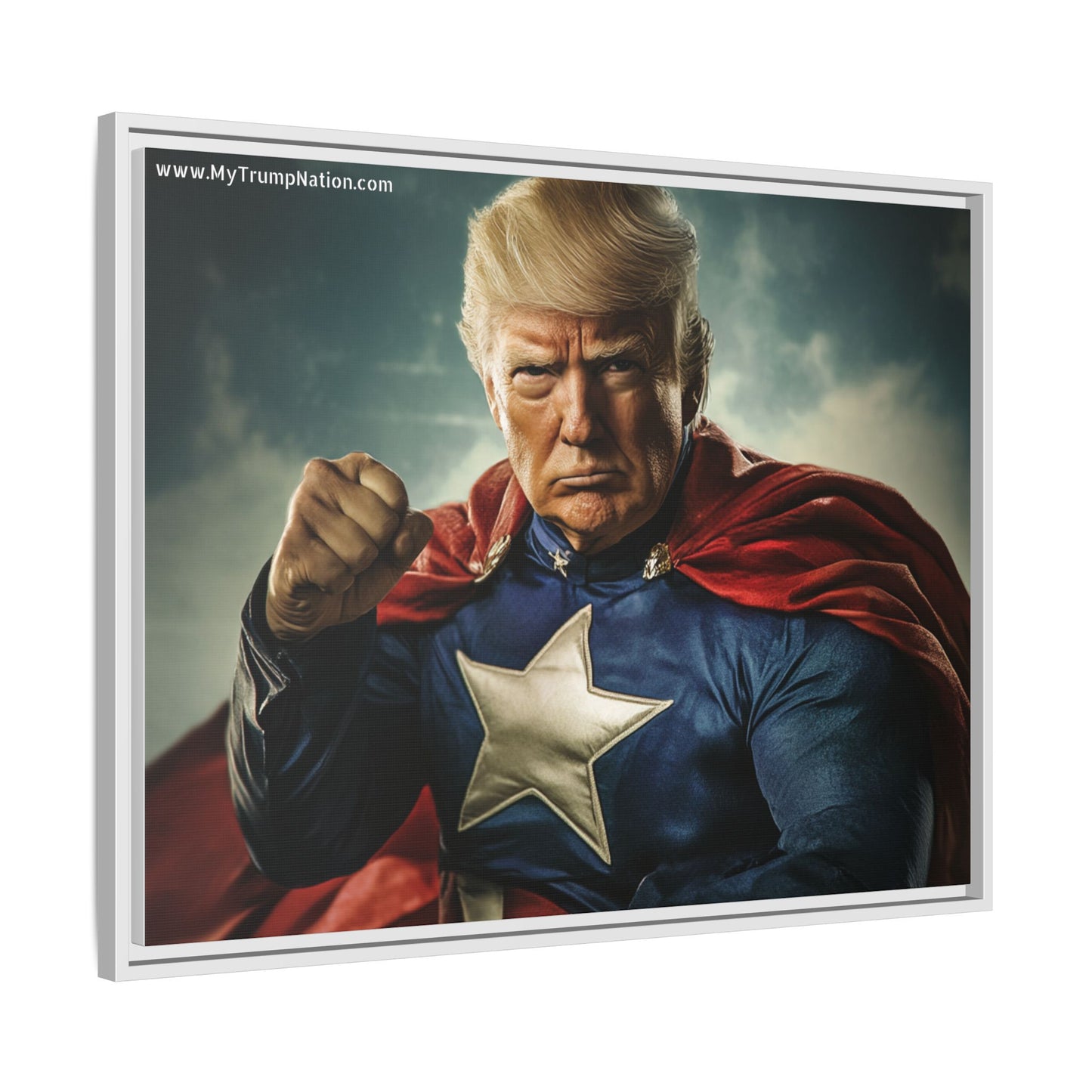 Donald Trump Patriotic Superhero Framed Canvas
