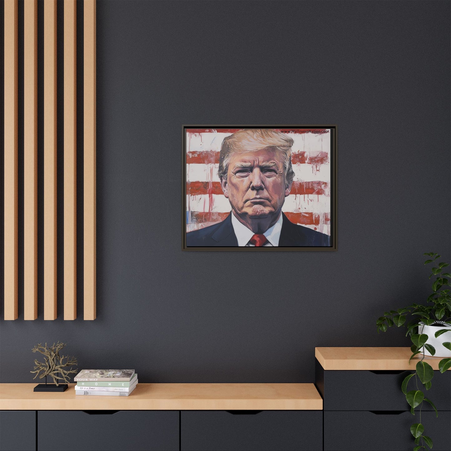 Patriotic Framed Canvas Art - Donald Trump Portrait
