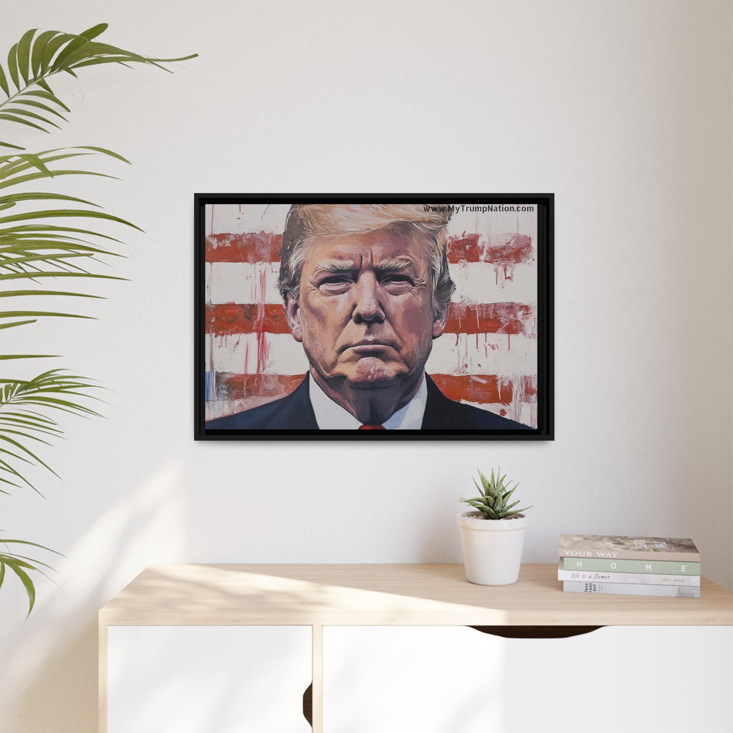 Patriotic Framed Canvas Art - Donald Trump Portrait