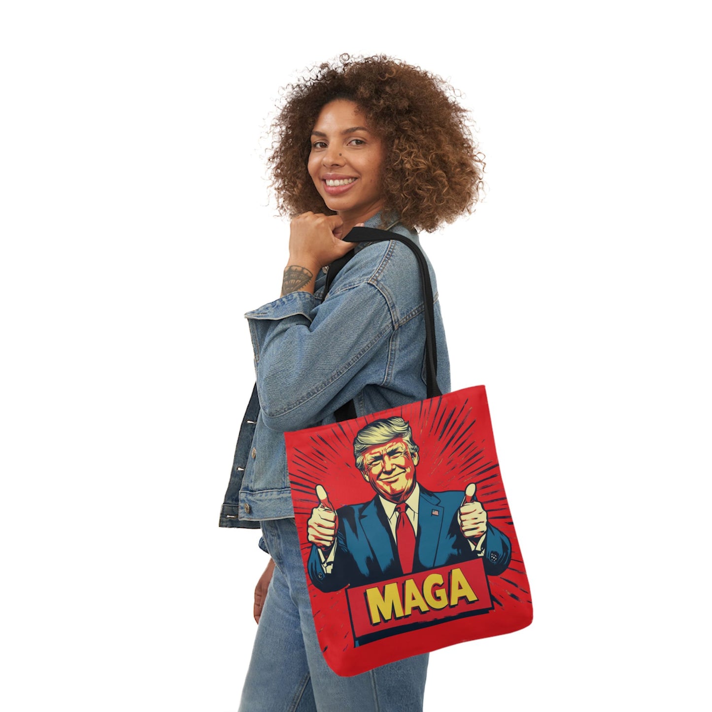 MAGA Canvas Tote Bag with Colorful Straps