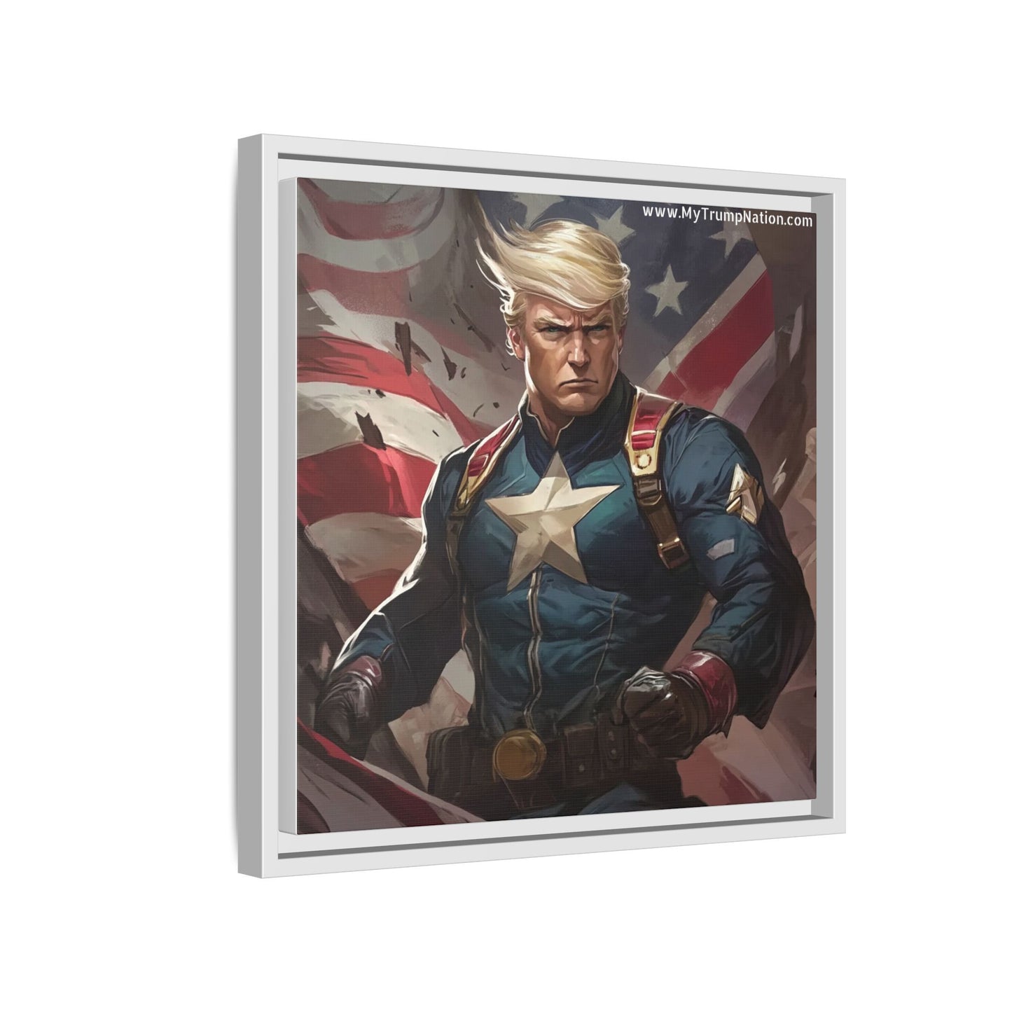 Donald Trump Patriotic Superhero Framed Canvas