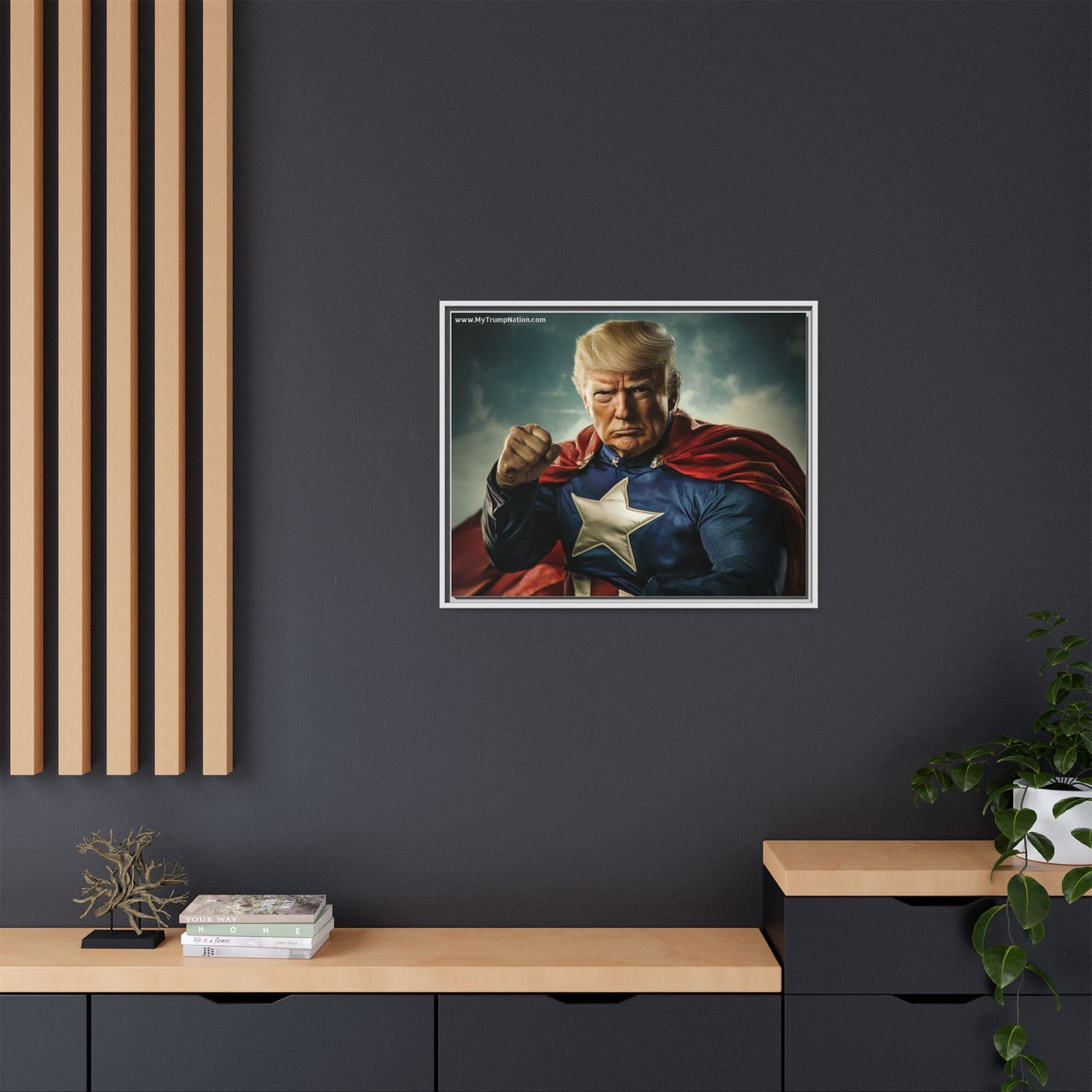 Donald Trump Patriotic Superhero Framed Canvas