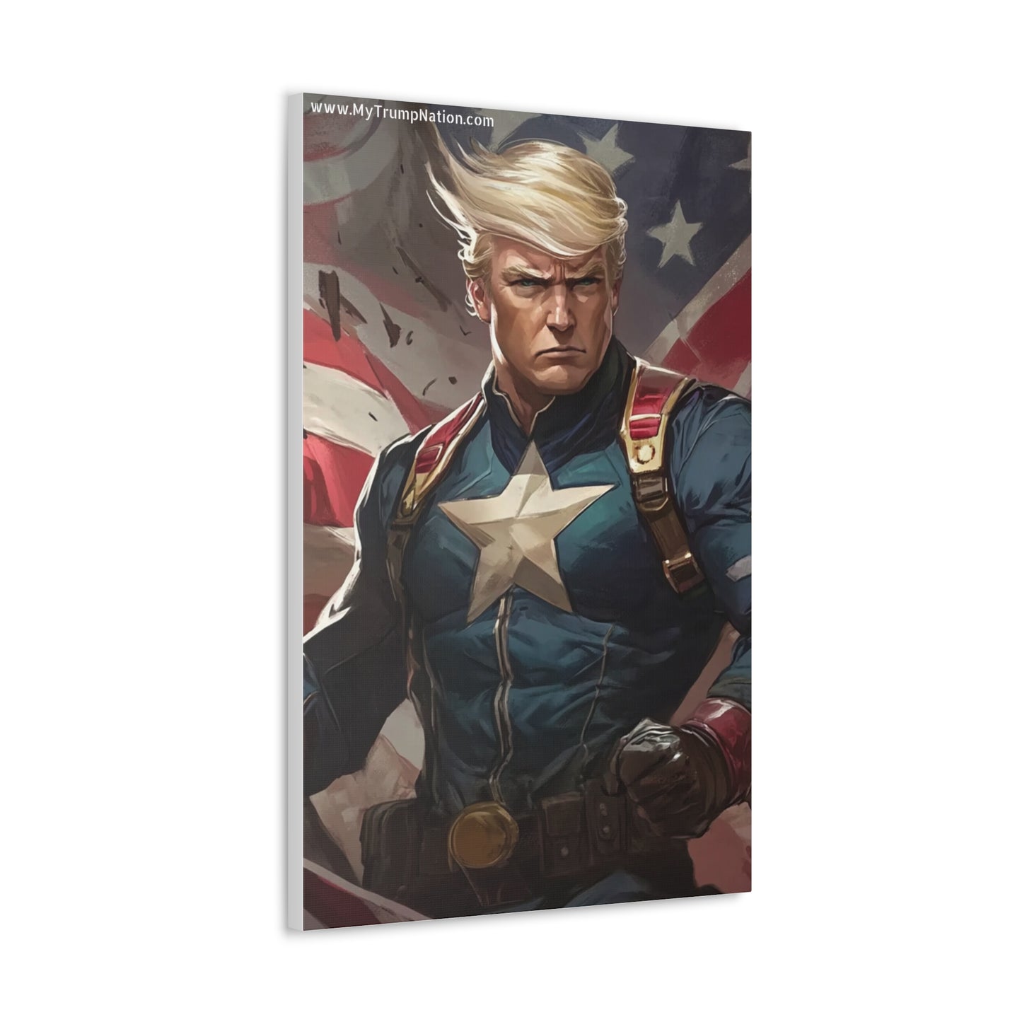 Donald Trump Patriotic Superhero Canvas Art