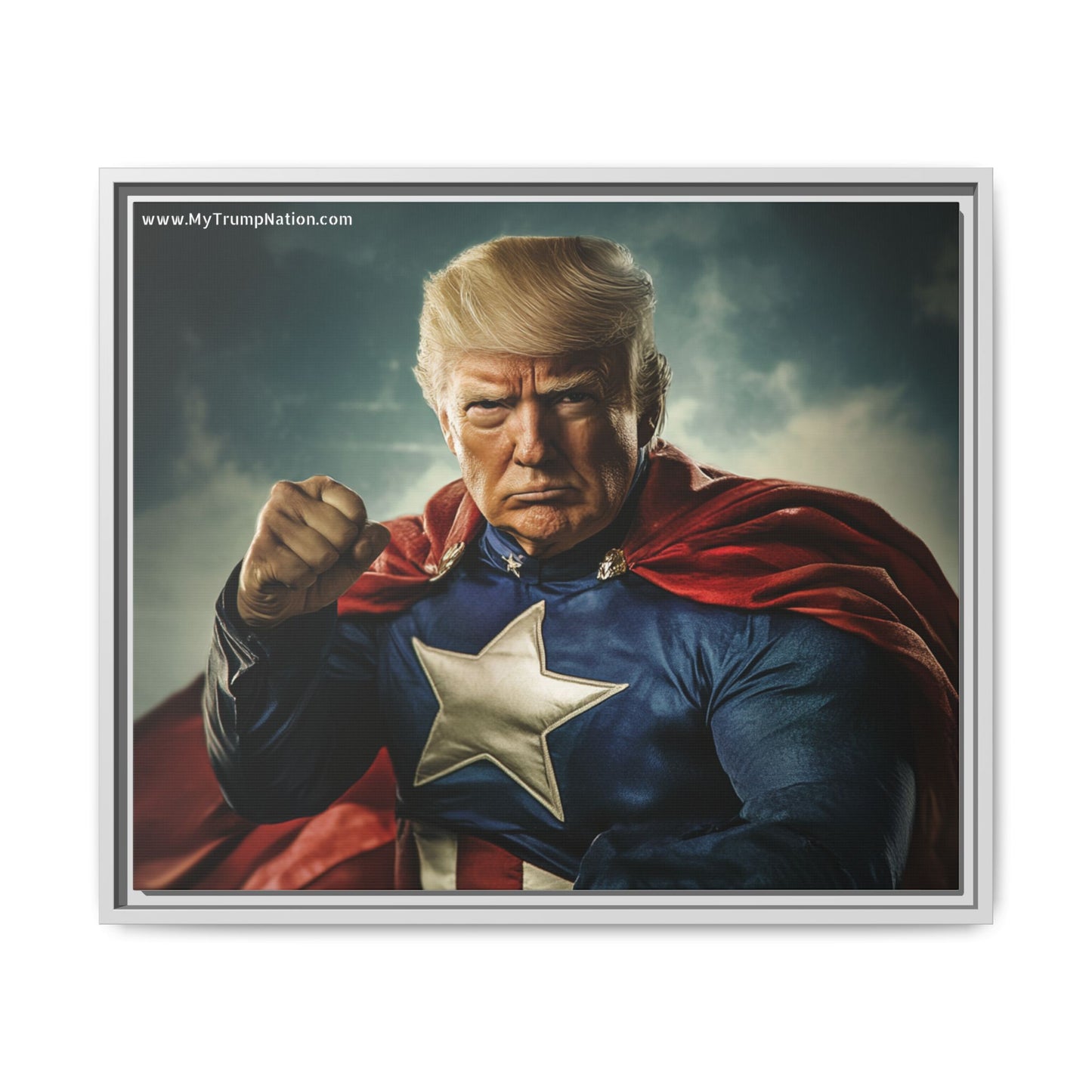 Donald Trump Patriotic Superhero Framed Canvas