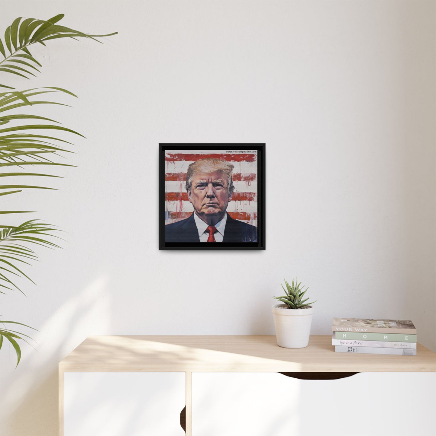 Patriotic Framed Canvas Art - Donald Trump Portrait