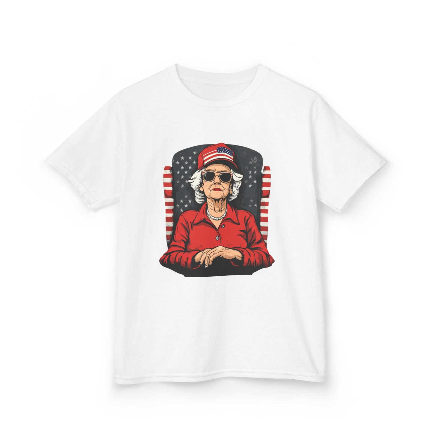 Patriotic Grandma Kids Heavy Cotton™ Tee - Fun Retro Style for Fourth of July Celebrations