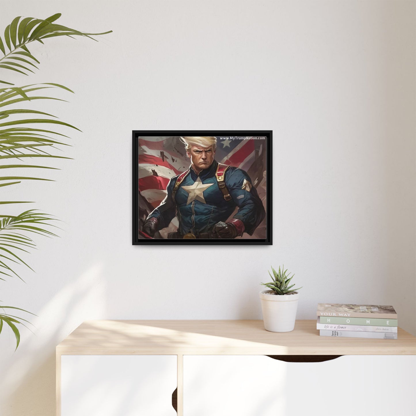 Donald Trump Patriotic Superhero Framed Canvas
