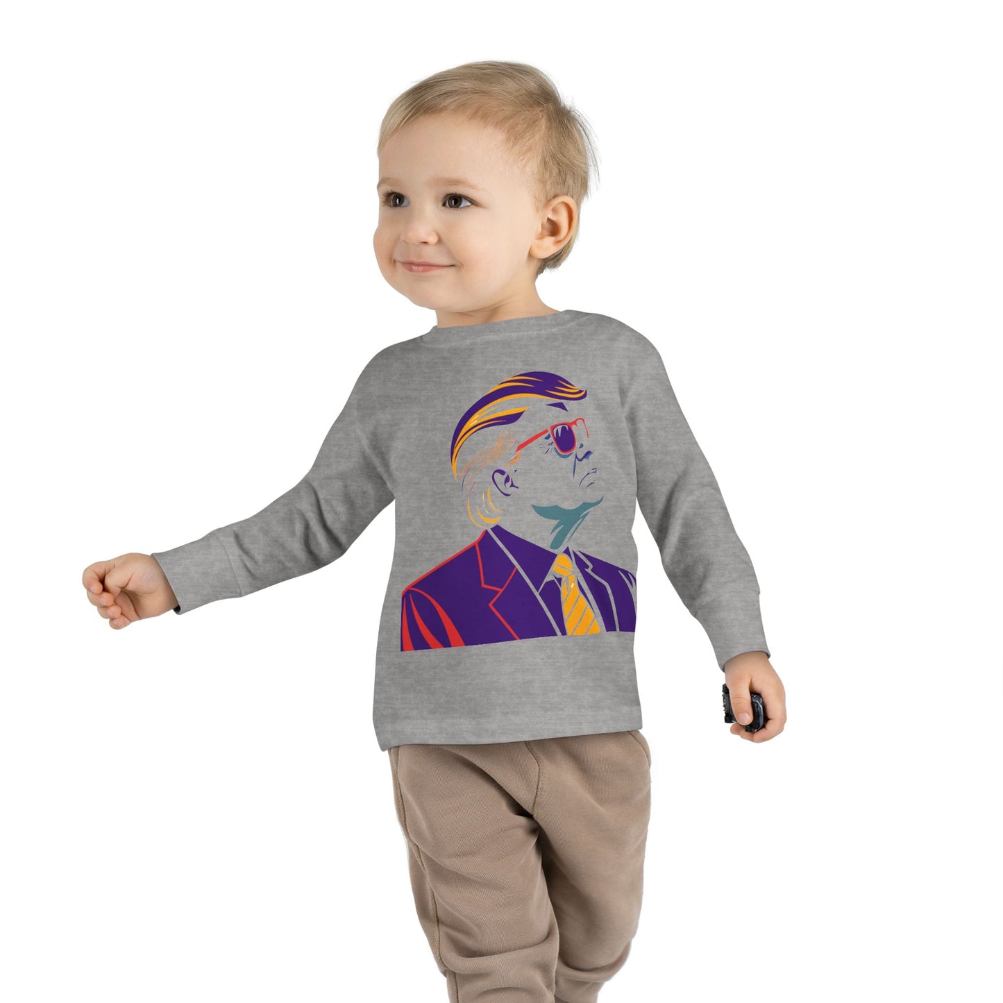 Toddler Long Sleeve Tee - Cool Political Kids Shirt with Sunglasses Design