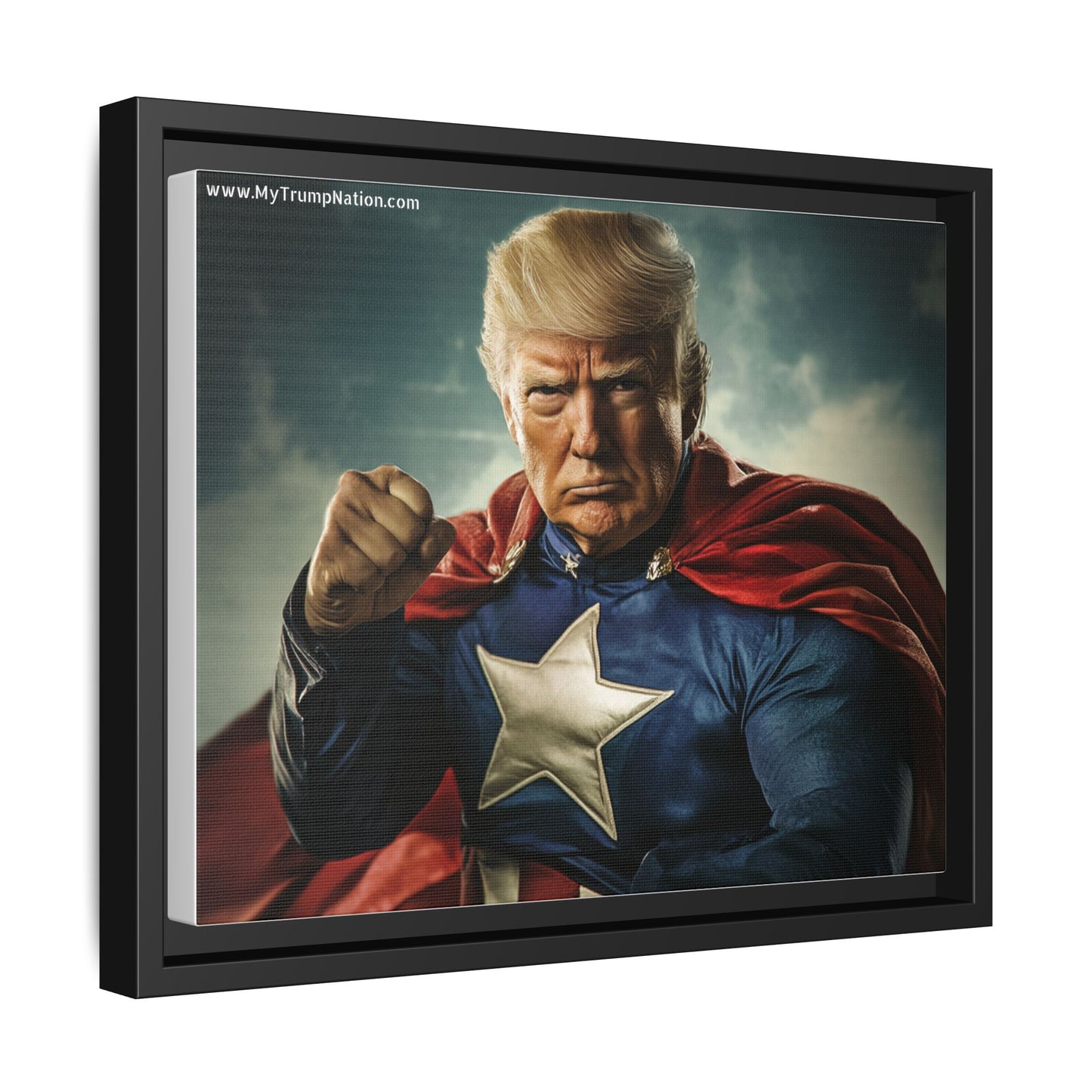Donald Trump Patriotic Superhero Framed Canvas