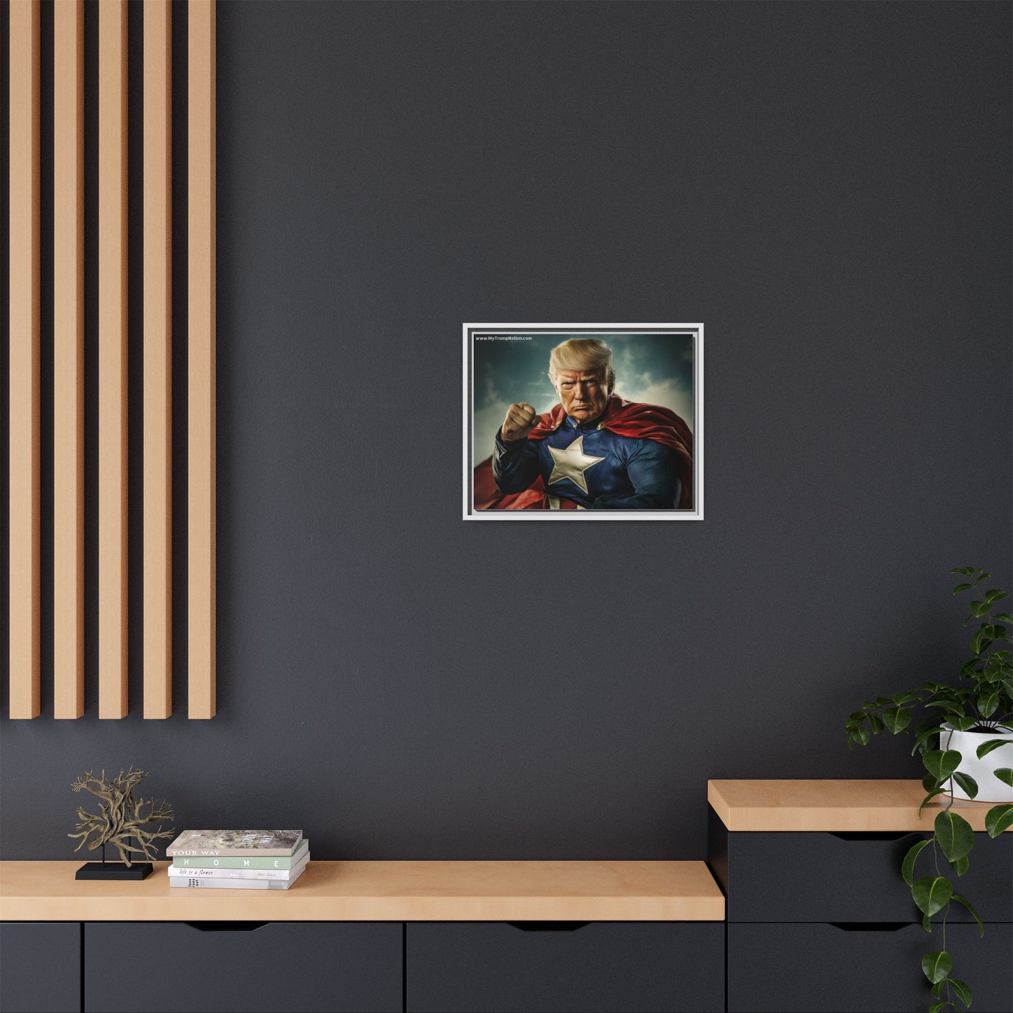 Donald Trump Patriotic Superhero Framed Canvas