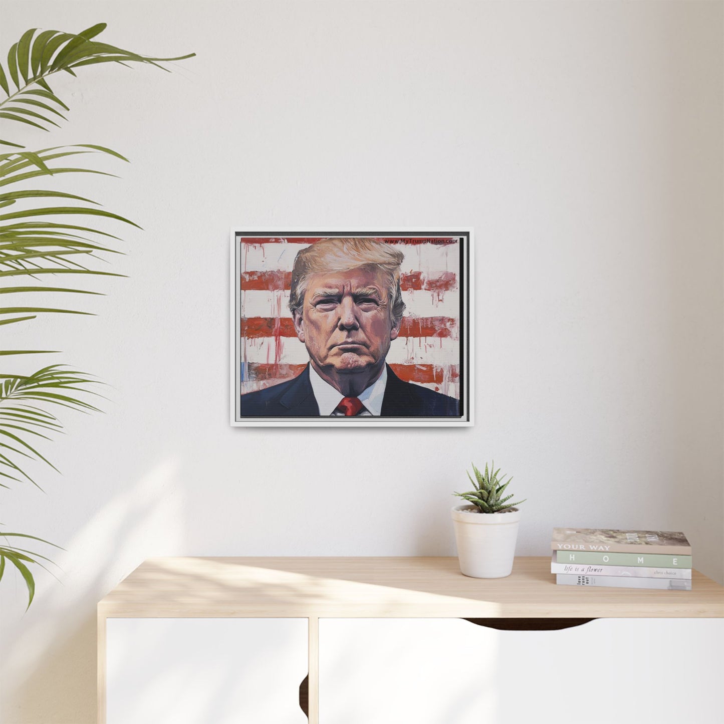 Patriotic Framed Canvas Art - Donald Trump Portrait
