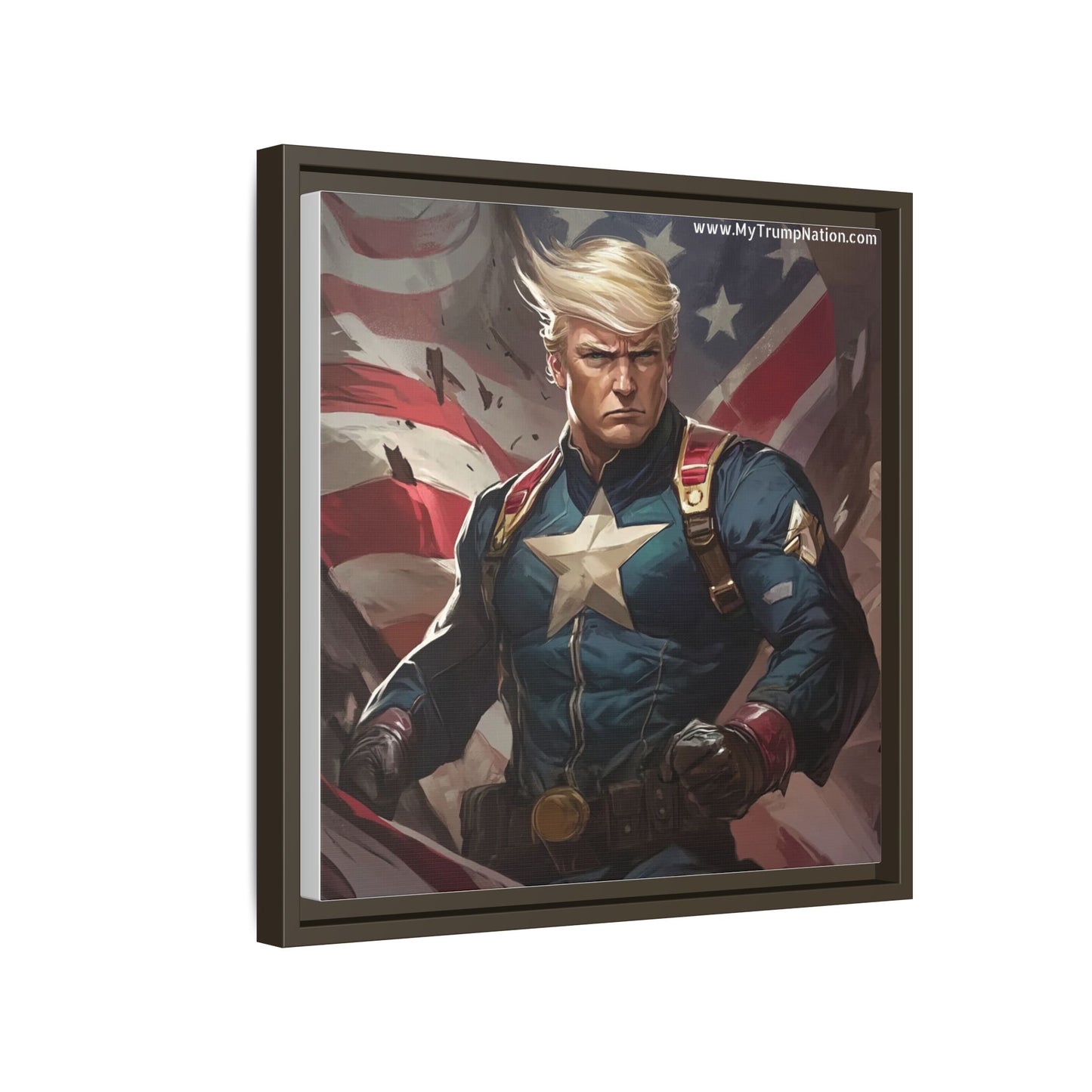 Donald Trump Patriotic Superhero Framed Canvas