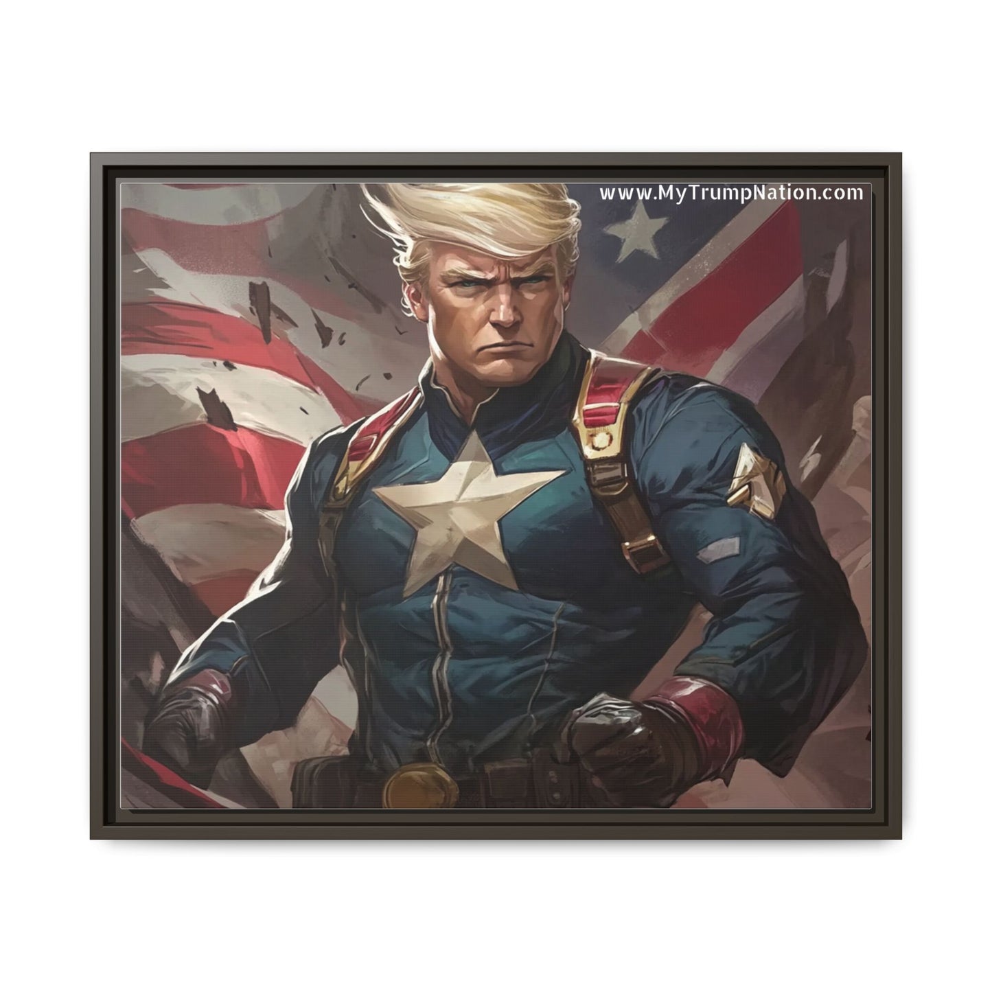 Donald Trump Patriotic Superhero Framed Canvas
