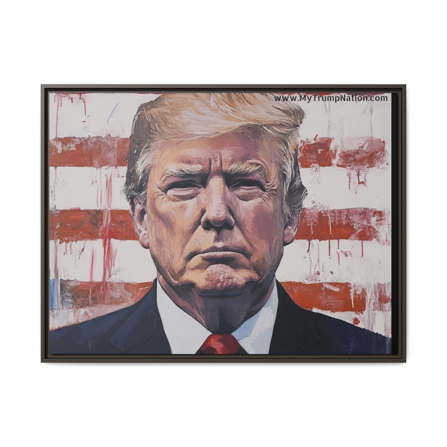 Patriotic Framed Canvas Art - Donald Trump Portrait