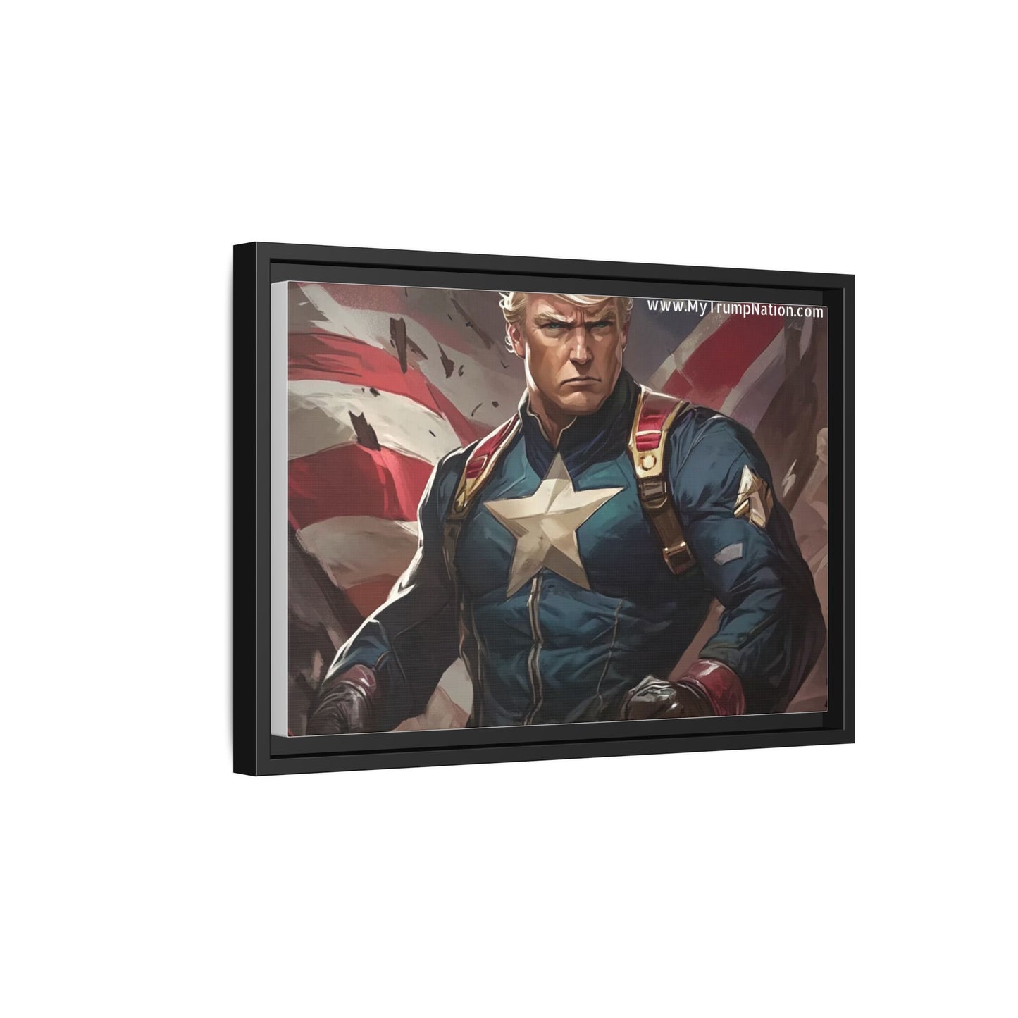 Donald Trump Patriotic Superhero Framed Canvas