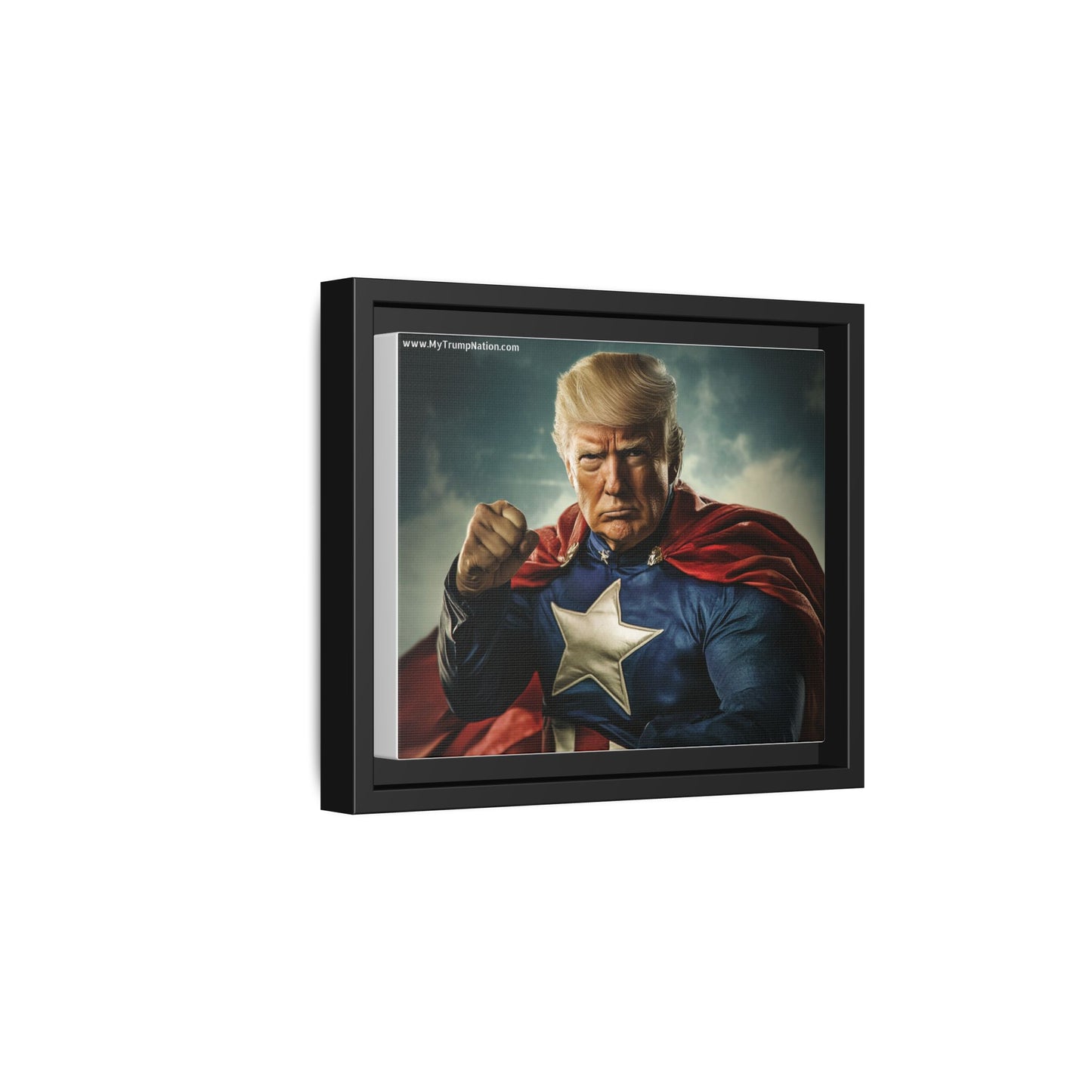 Donald Trump Patriotic Superhero Framed Canvas