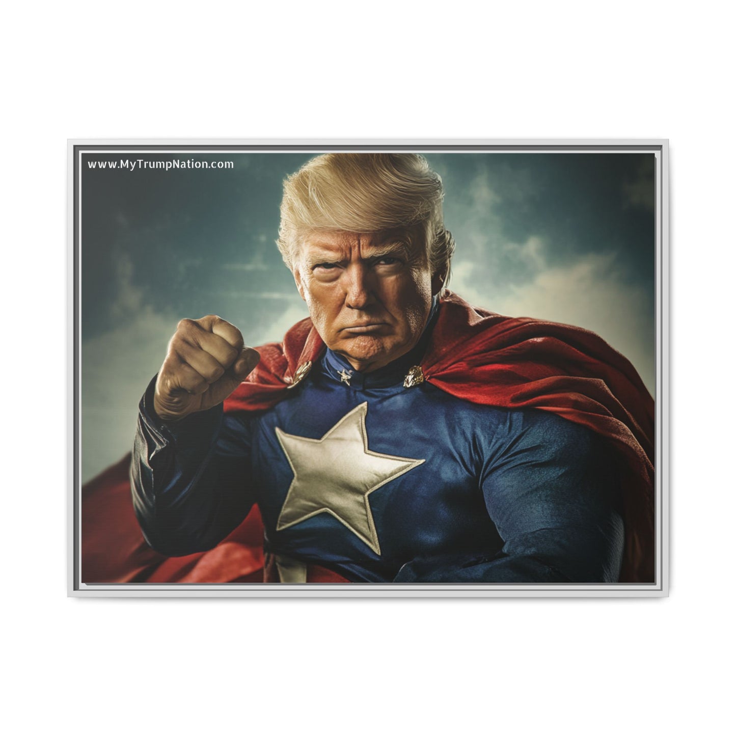 Donald Trump Patriotic Superhero Framed Canvas