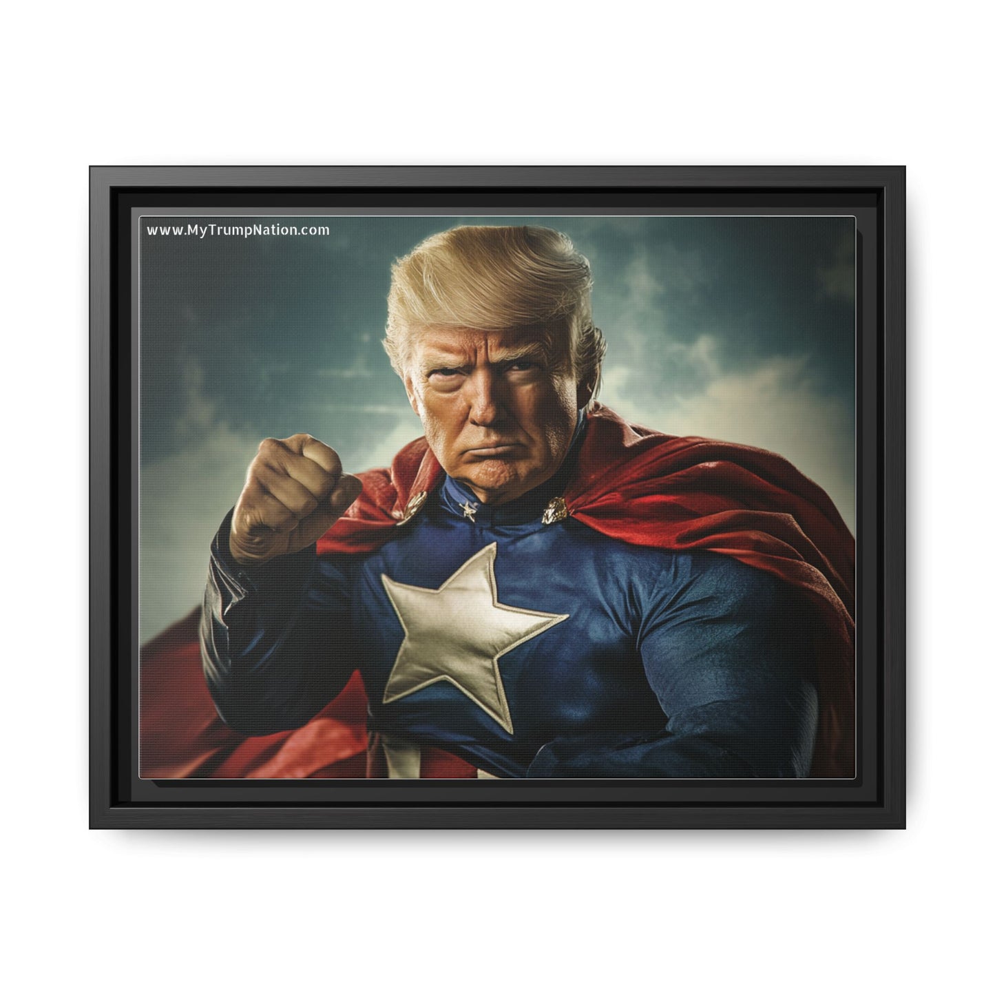 Donald Trump Patriotic Superhero Framed Canvas
