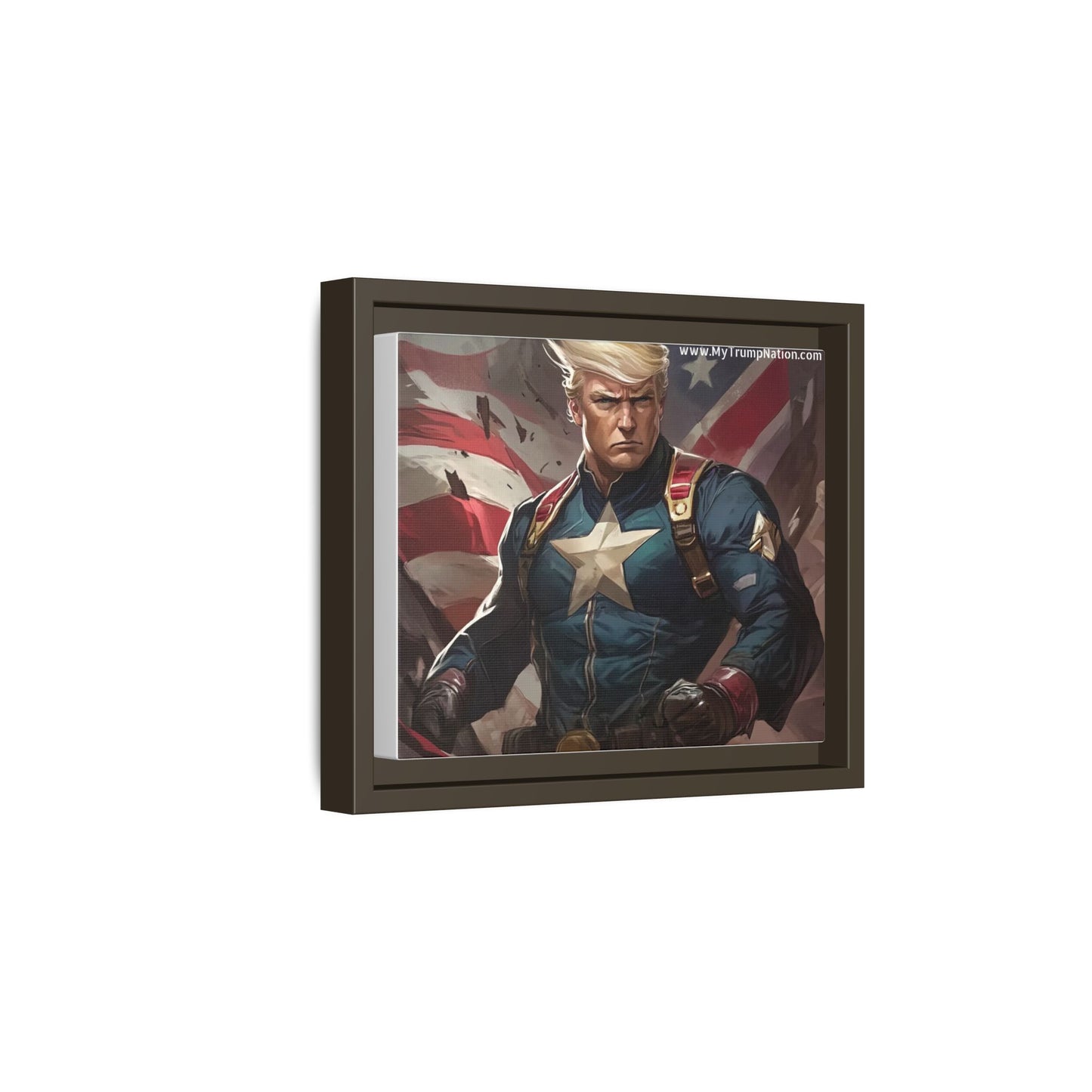 Donald Trump Patriotic Superhero Framed Canvas