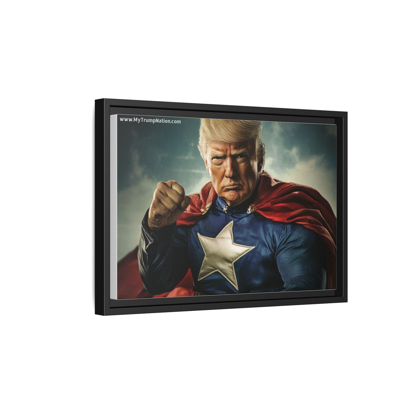 Donald Trump Patriotic Superhero Framed Canvas
