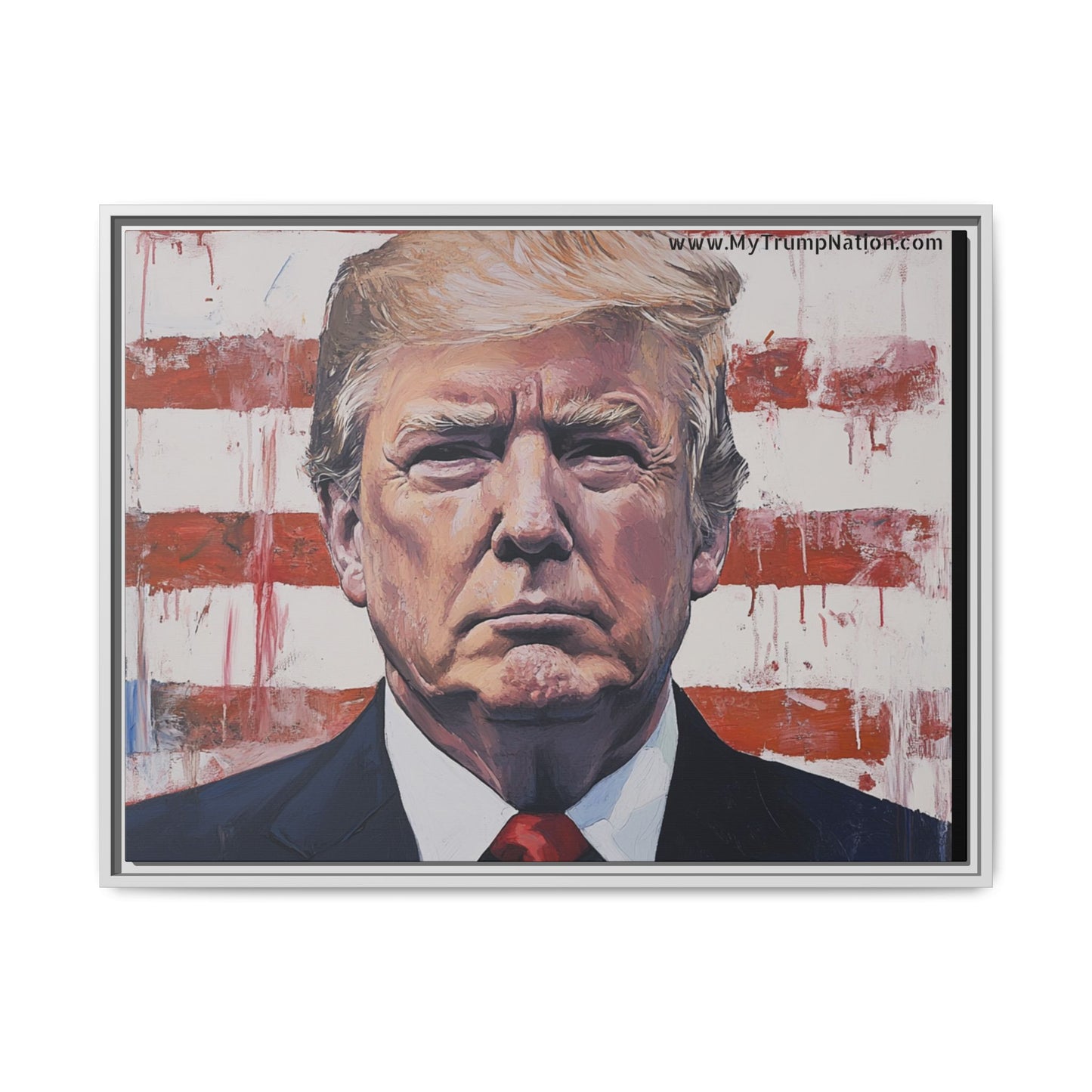 Patriotic Framed Canvas Art - Donald Trump Portrait
