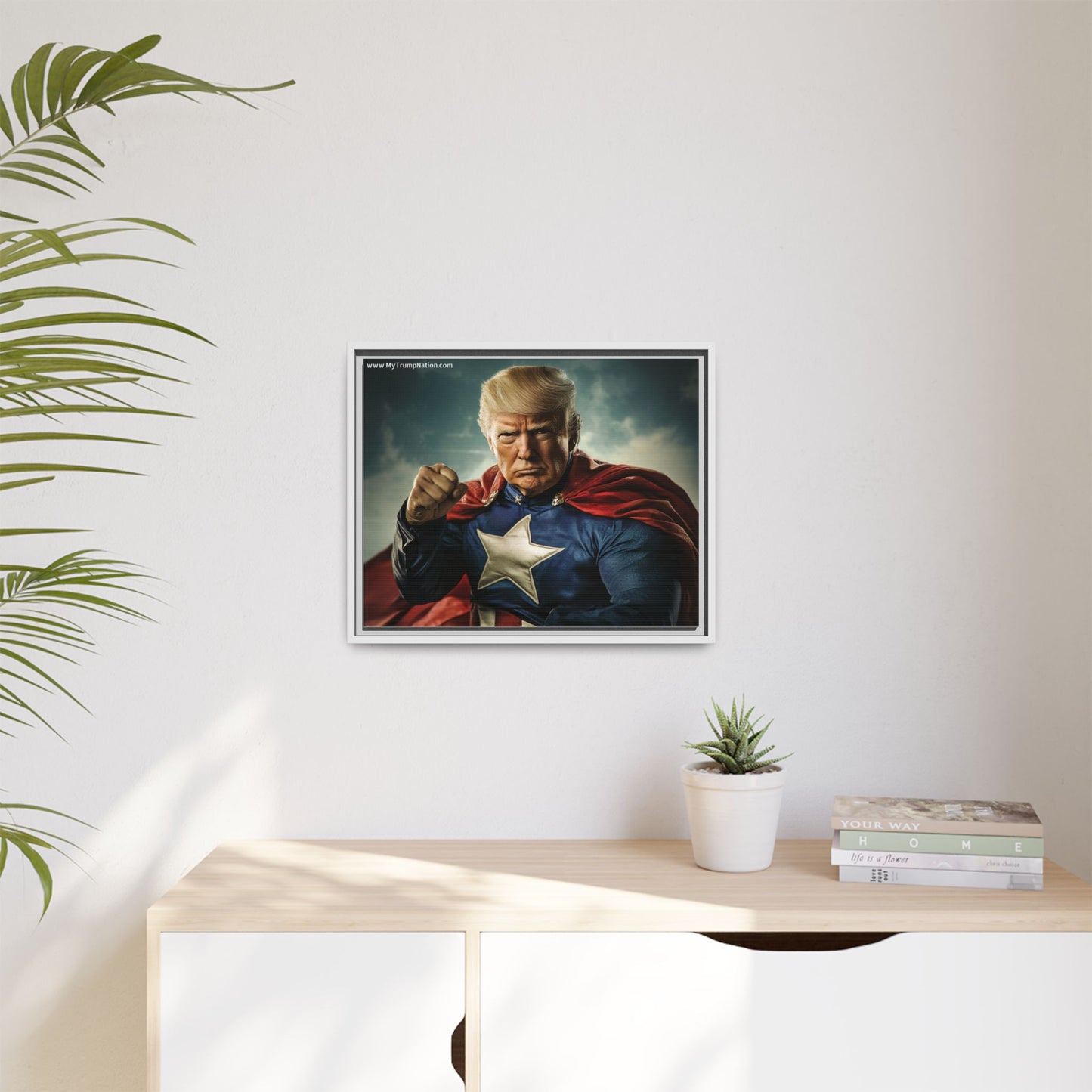 Donald Trump Patriotic Superhero Framed Canvas