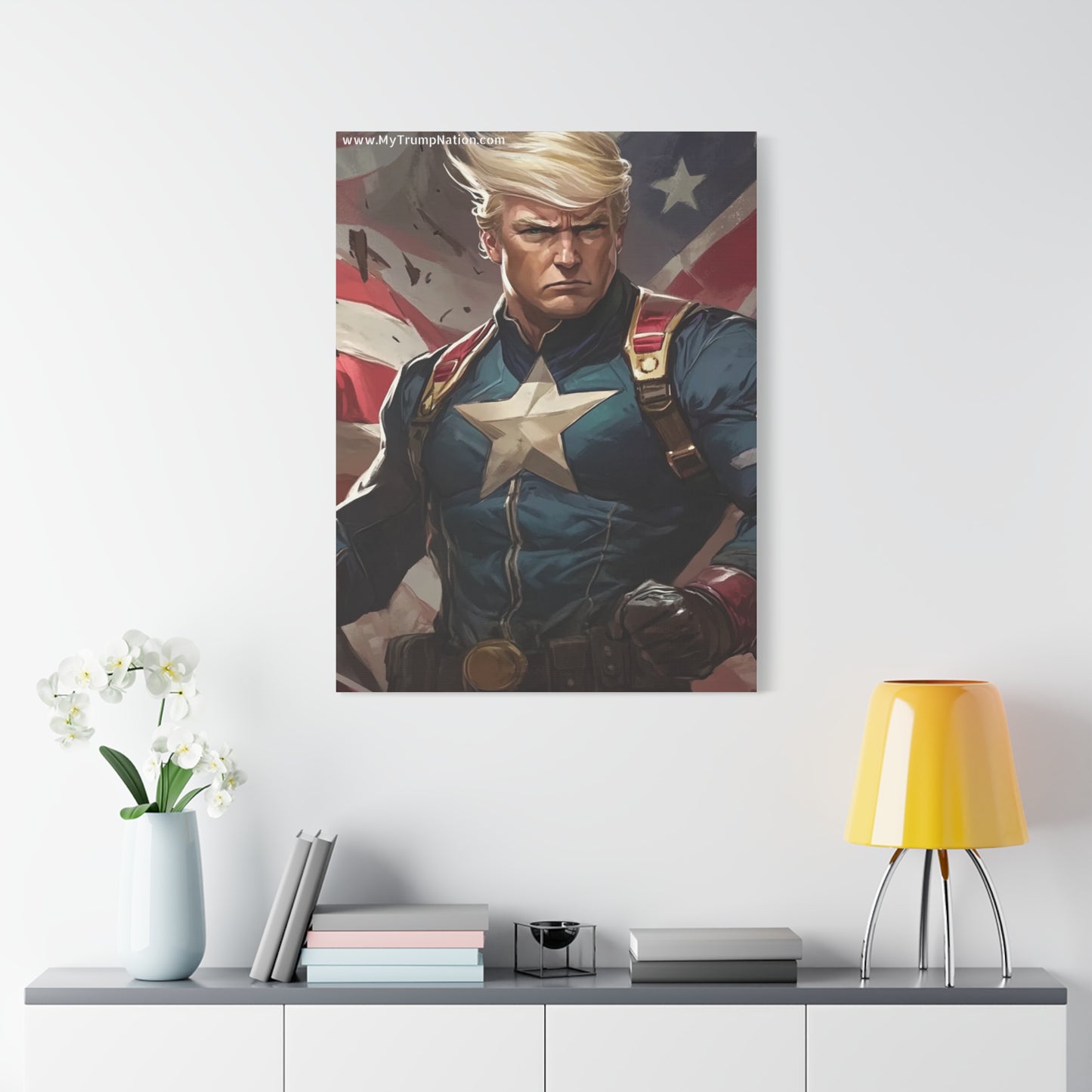 Donald Trump Patriotic Superhero Canvas Art