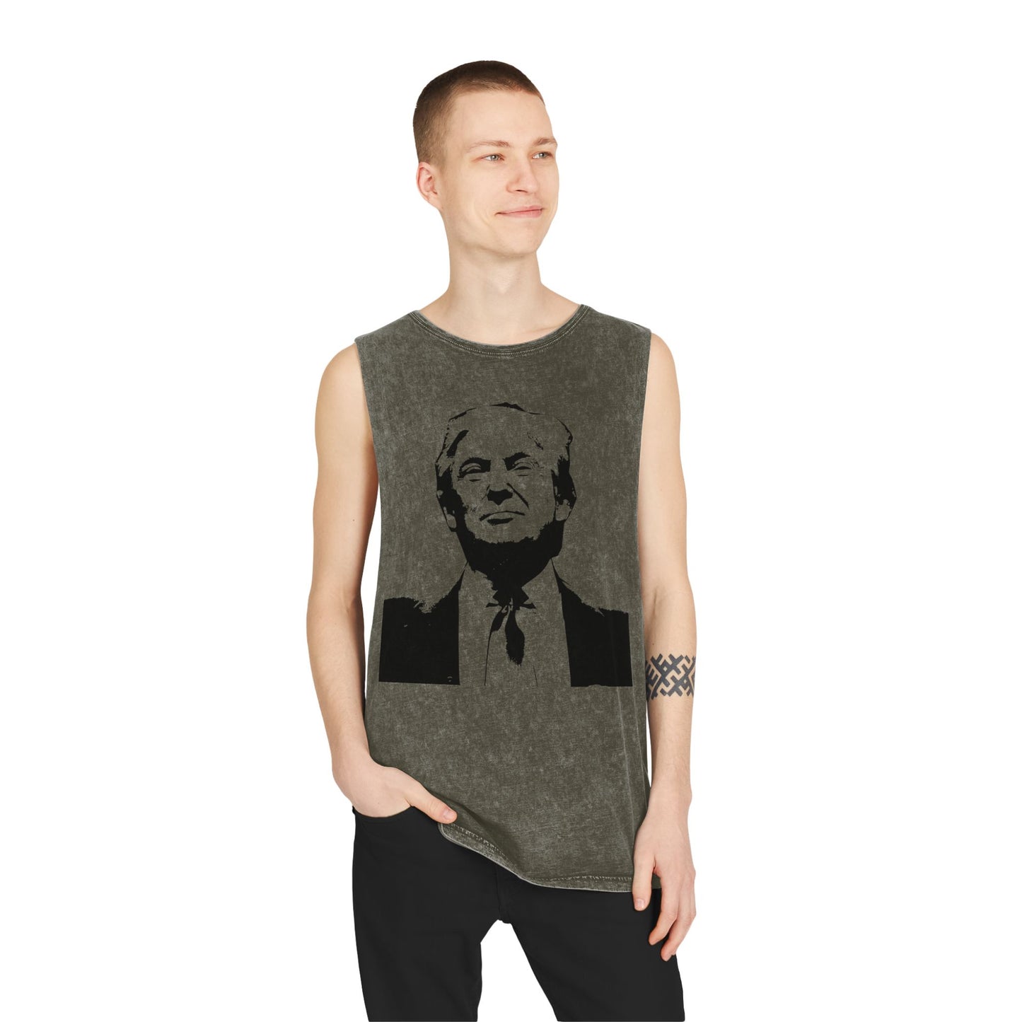 Unisex Stonewash Tank Top - Vintage Style Trump Graphic