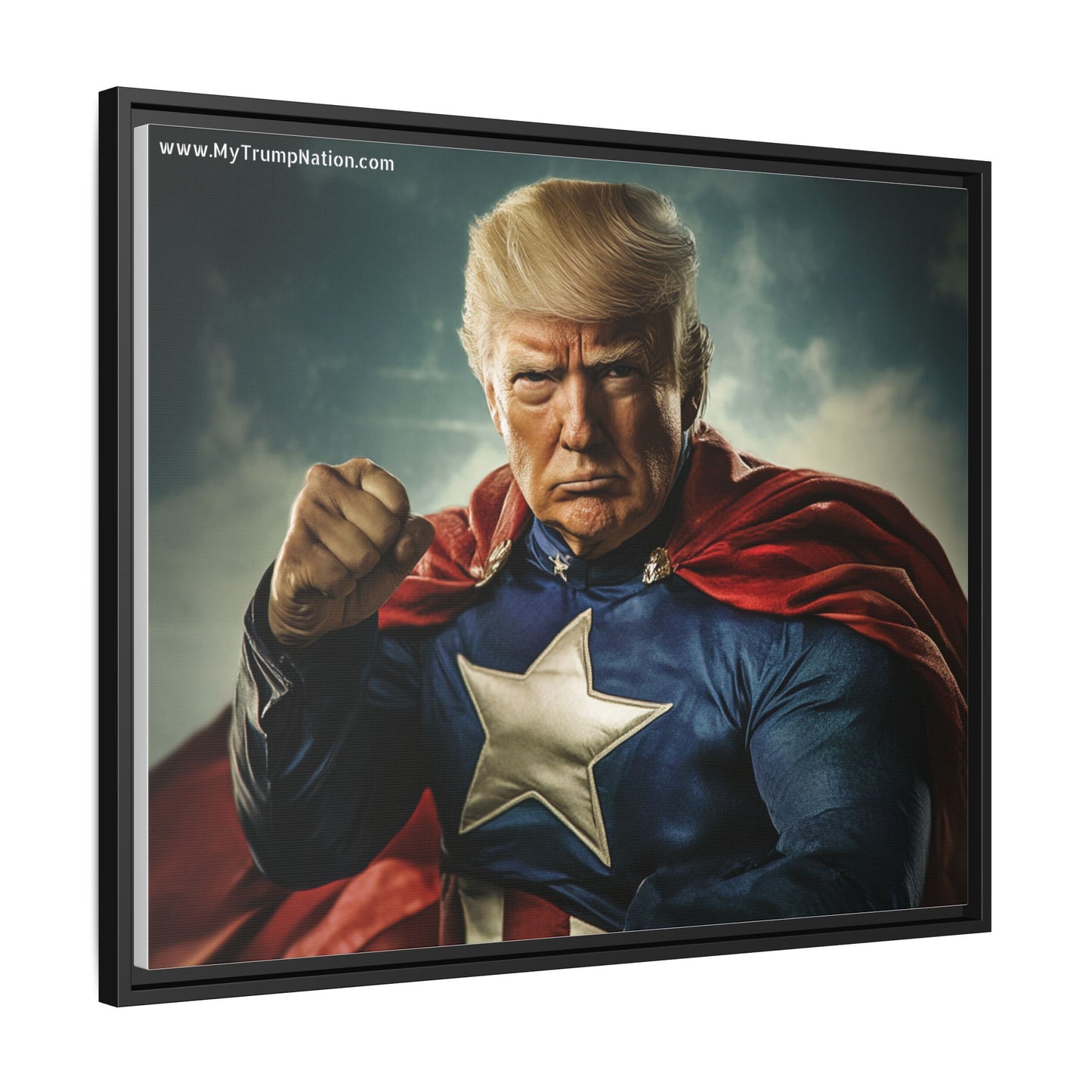 Donald Trump Patriotic Superhero Framed Canvas